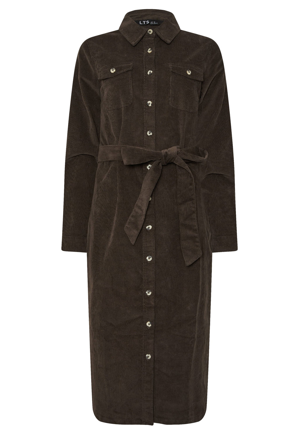  LTS Tall Chocolate Brown Cord Shirt Dress
