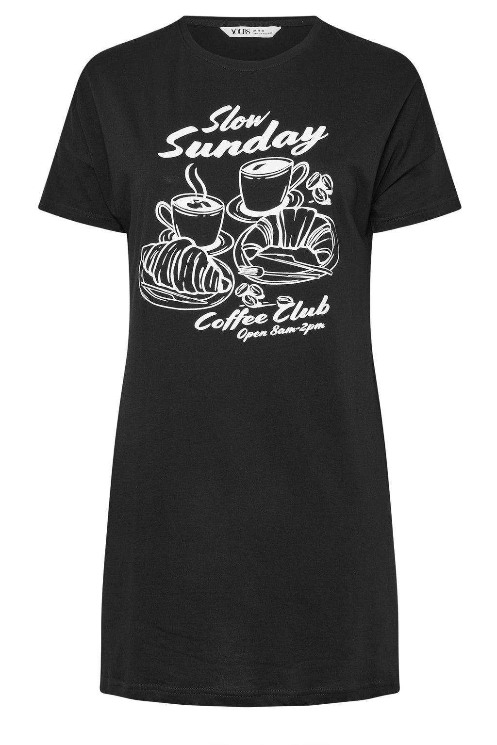  YOURS Lot De 2 Chemises De Nuit Curve Noires « Coffee Club »