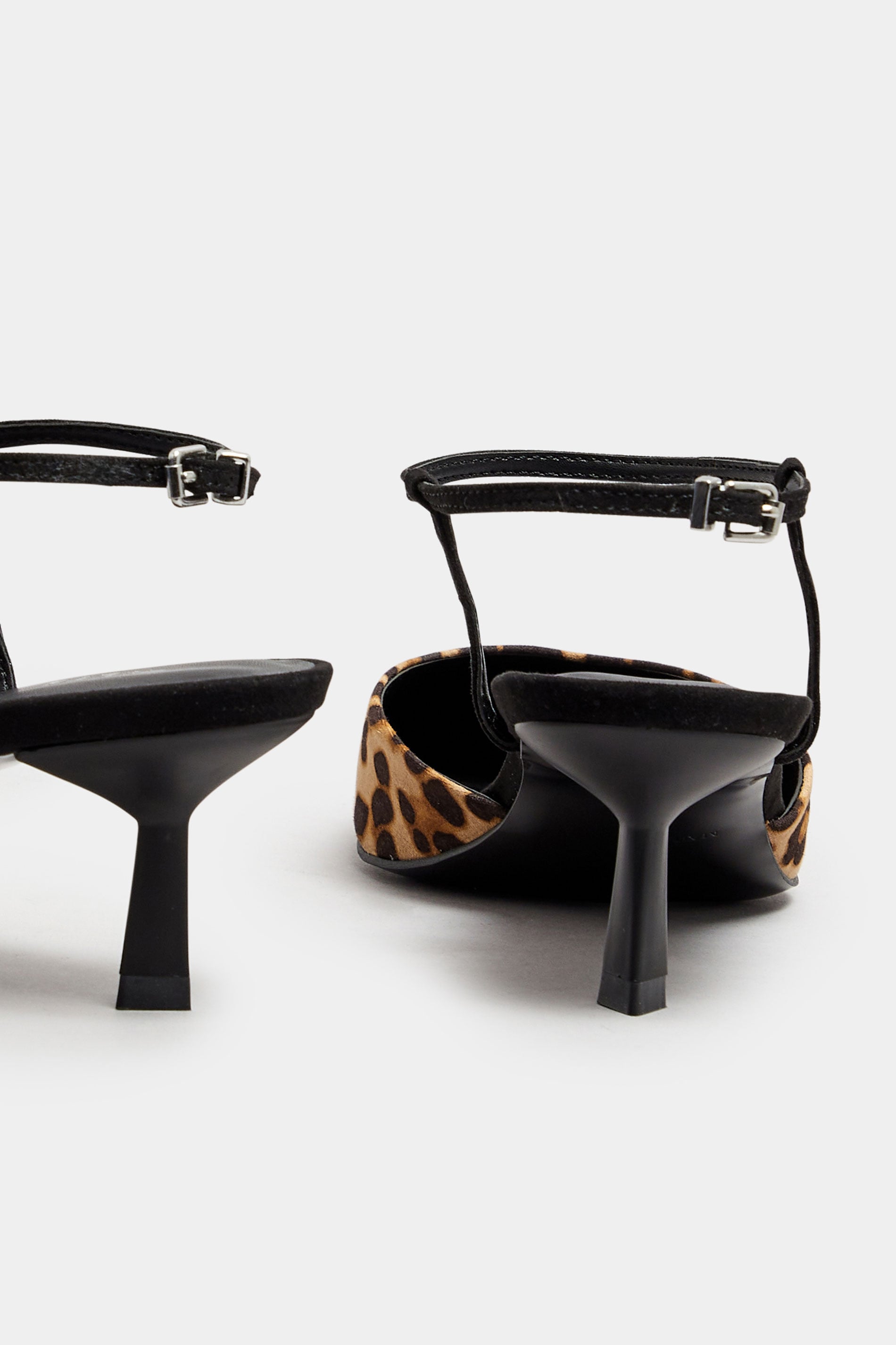  LTS Brown Leopard Print Ankle Strap Kitten Heels In Standard Fit