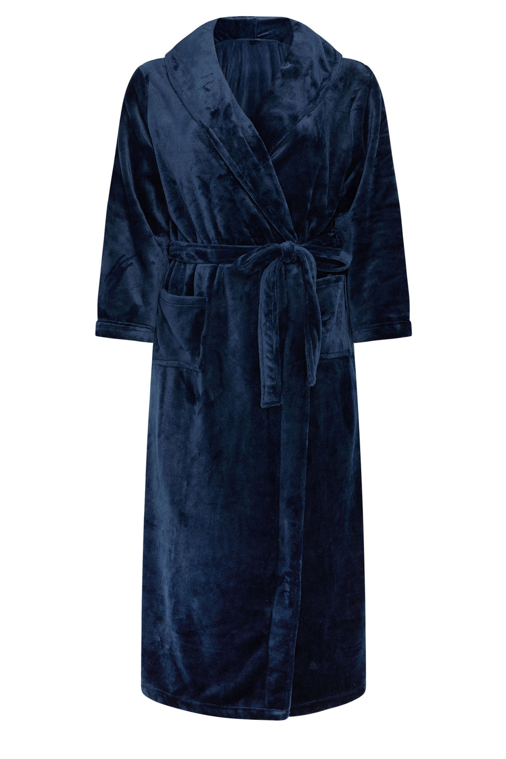  YOURS Curve Robe De Chambre Longue Super Luxueuse Bleu Marine