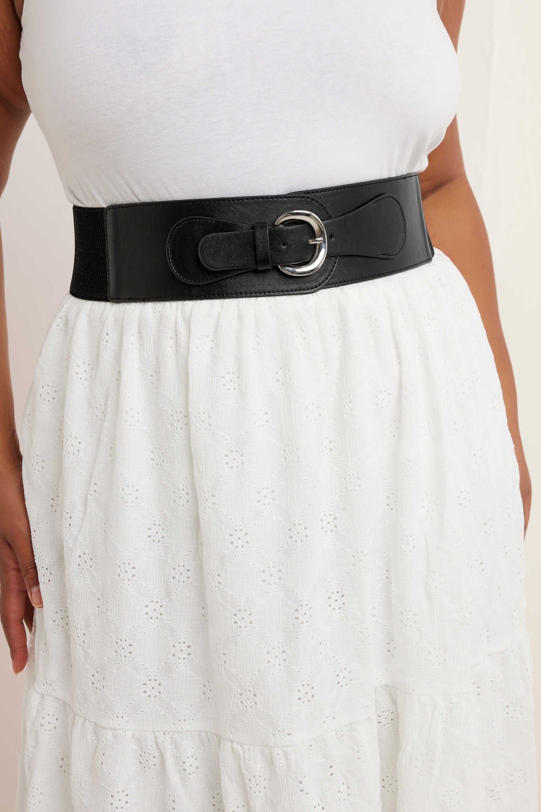  Black Wide Stretch Buckle Belt