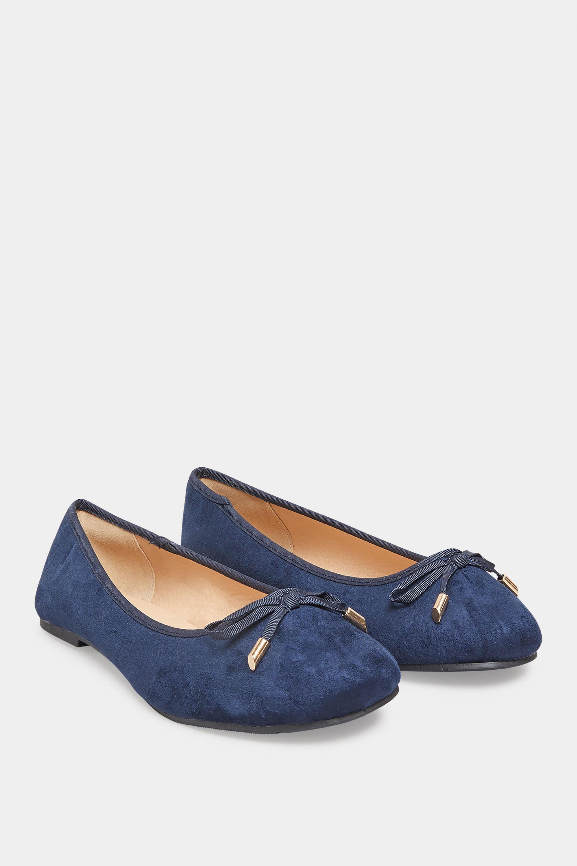  Ballerines Bleues Marine Noeuds Pieds Larges EEE