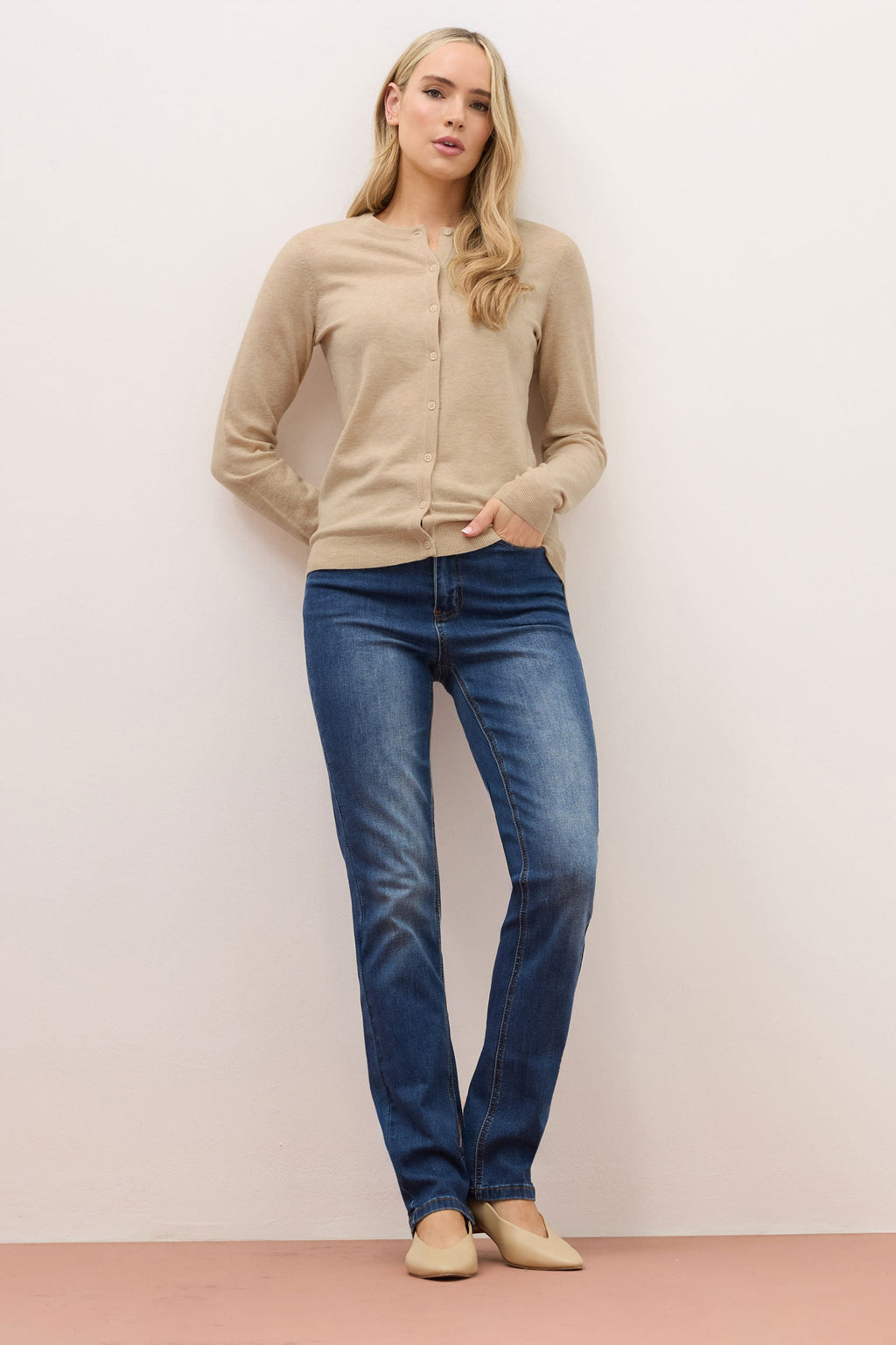  LTS PREMIUM Tall Natural Brown Button Down Cardigan