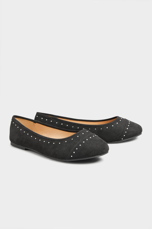  Ballerines Noires Strass Pieds Extra Larges EEE