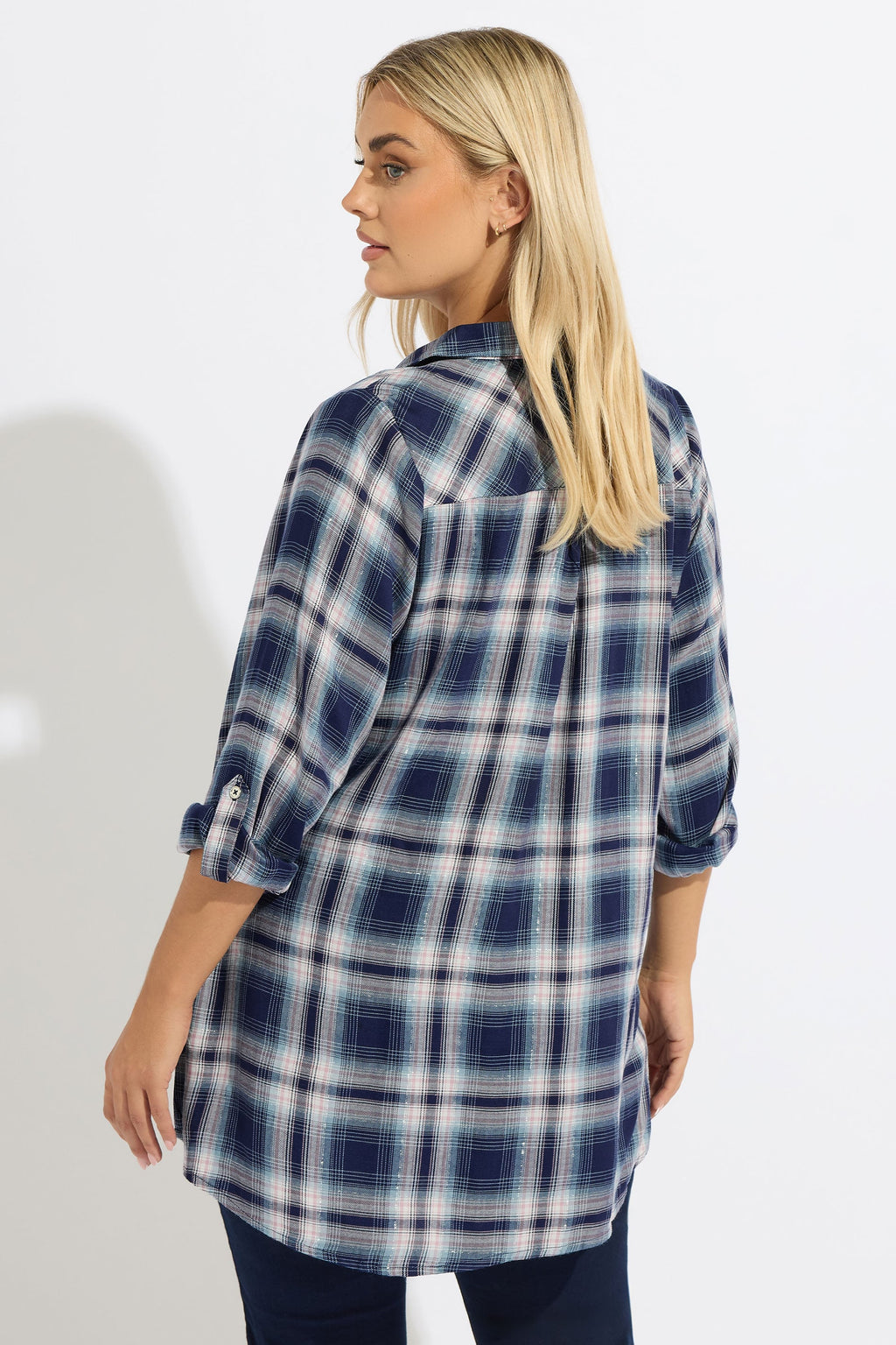  YOURS Curve Chemise à Carreaux Bleu Marine