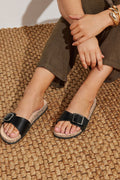  Sandales Noires à Boucles Pieds Extra Larges EEE