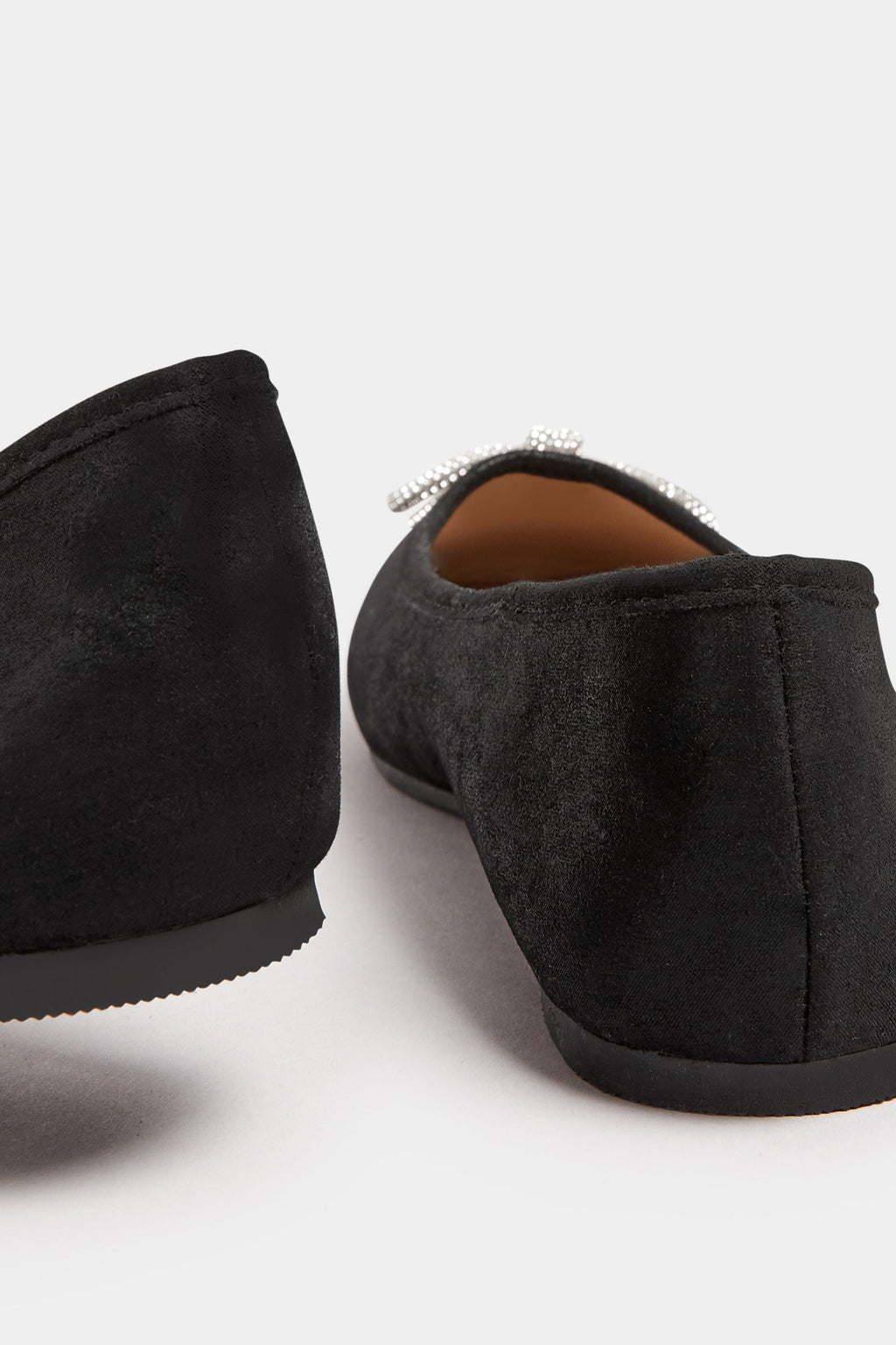  Ballerines Noires Carrées Noeuds à Strass Pieds Extra Larges EEE