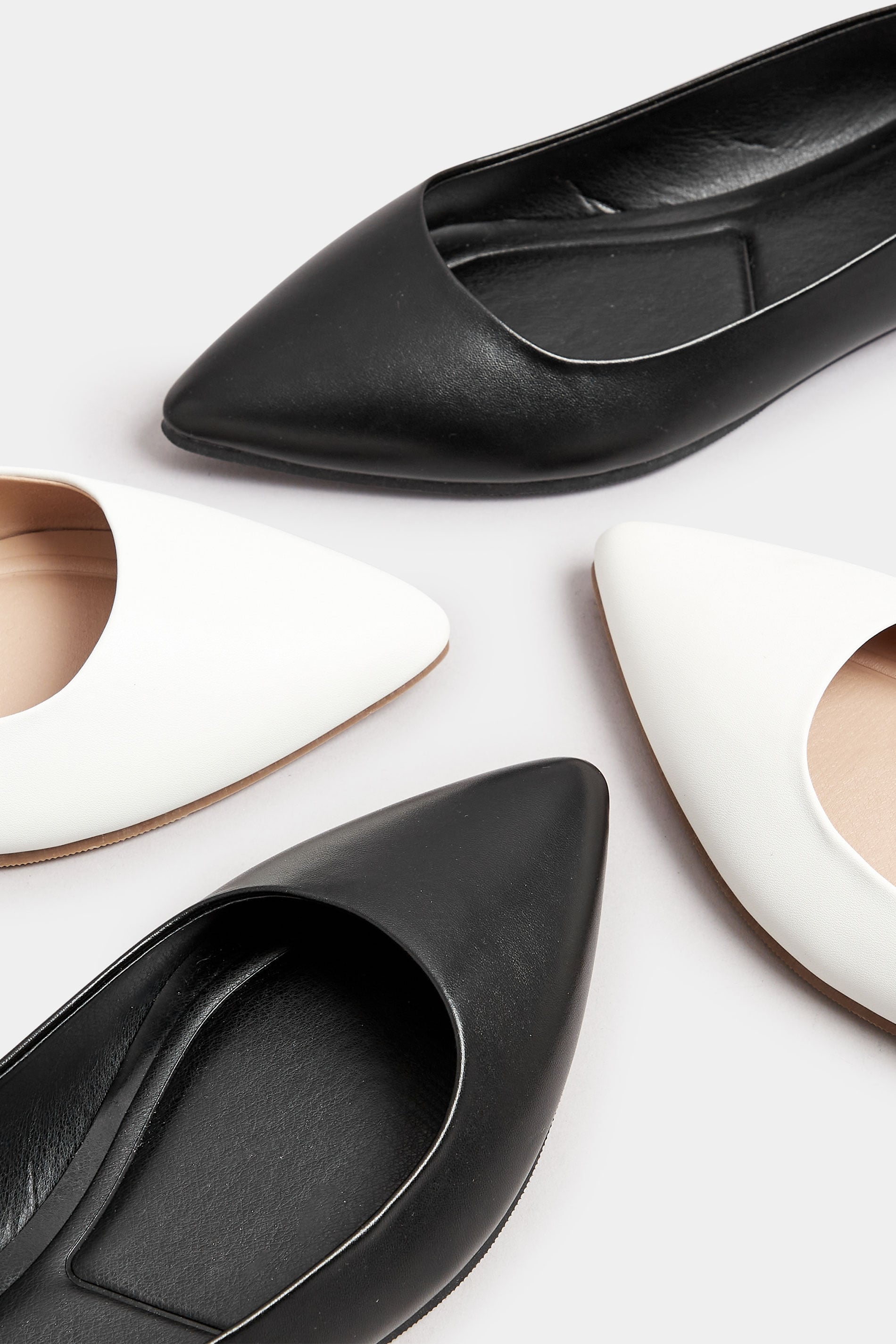  Ballerines Noires Effet Cuir Pieds Larges E & Extra Larges EEE