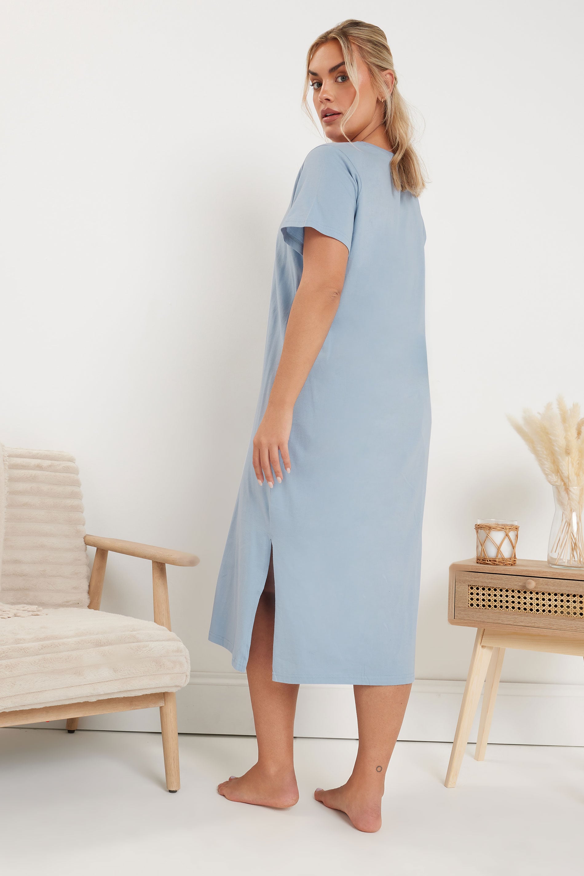  YOURS - Lot De 2 Chemises De Nuit Bleues Floral 'Every Moment'