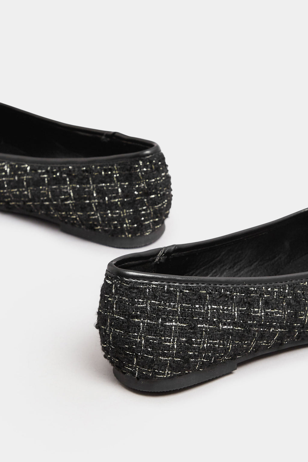  LTS Black Boucle Tweed Ballerina Pumps In Standard Fit