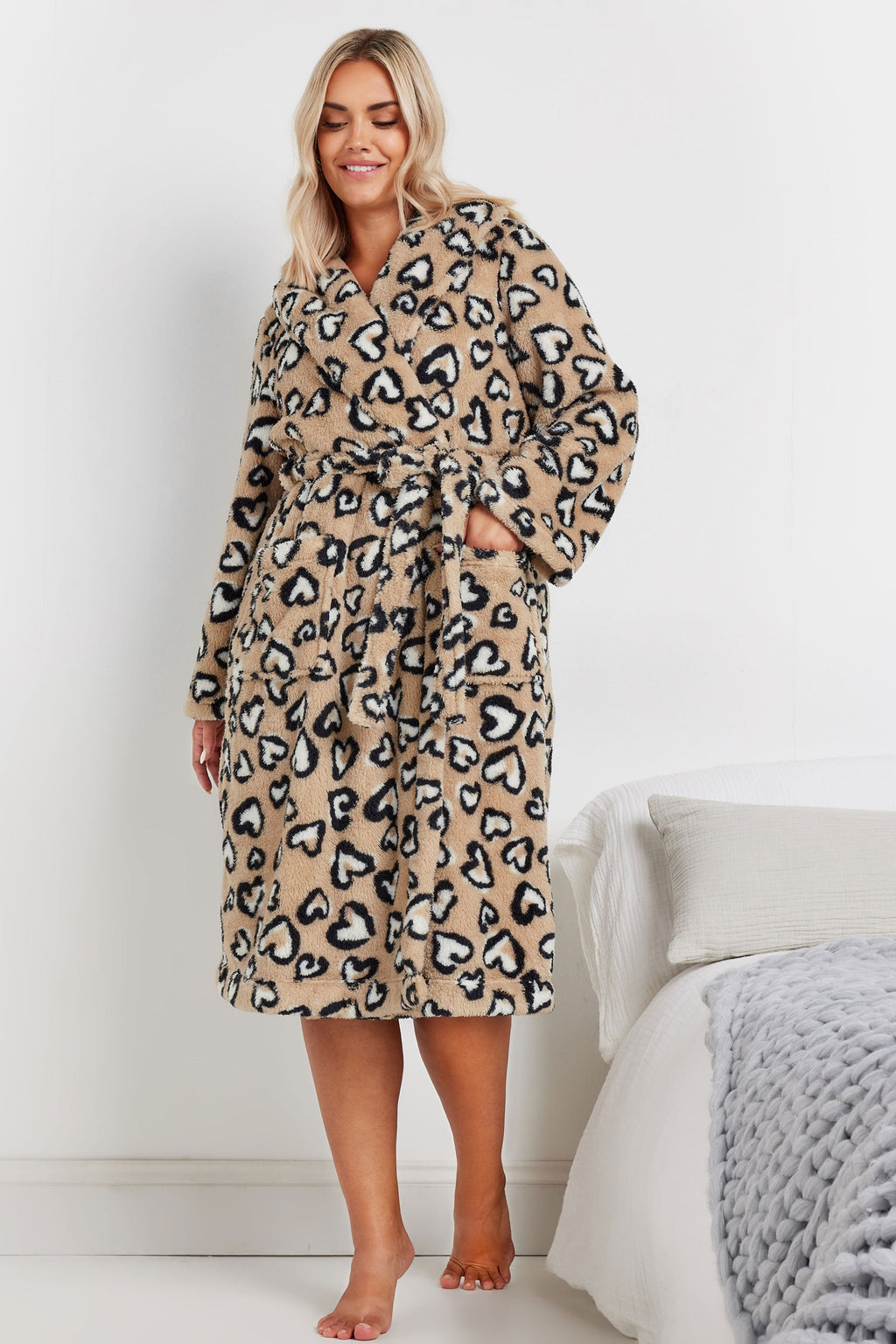  YOURS - Robe De Chambre Beige Léopard En Polaire