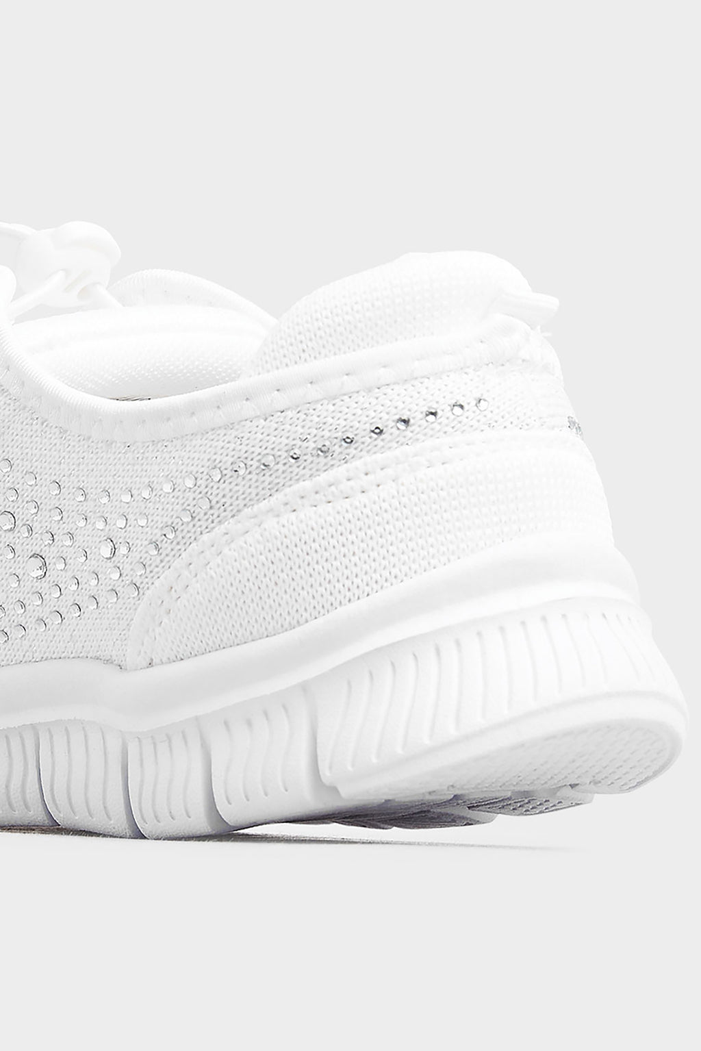  Baskets Blanches Empiècement Strass Pieds Larges EEE