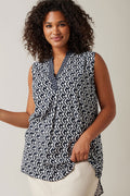  EVANS Curve Navy Blue Geometric Print Tunic