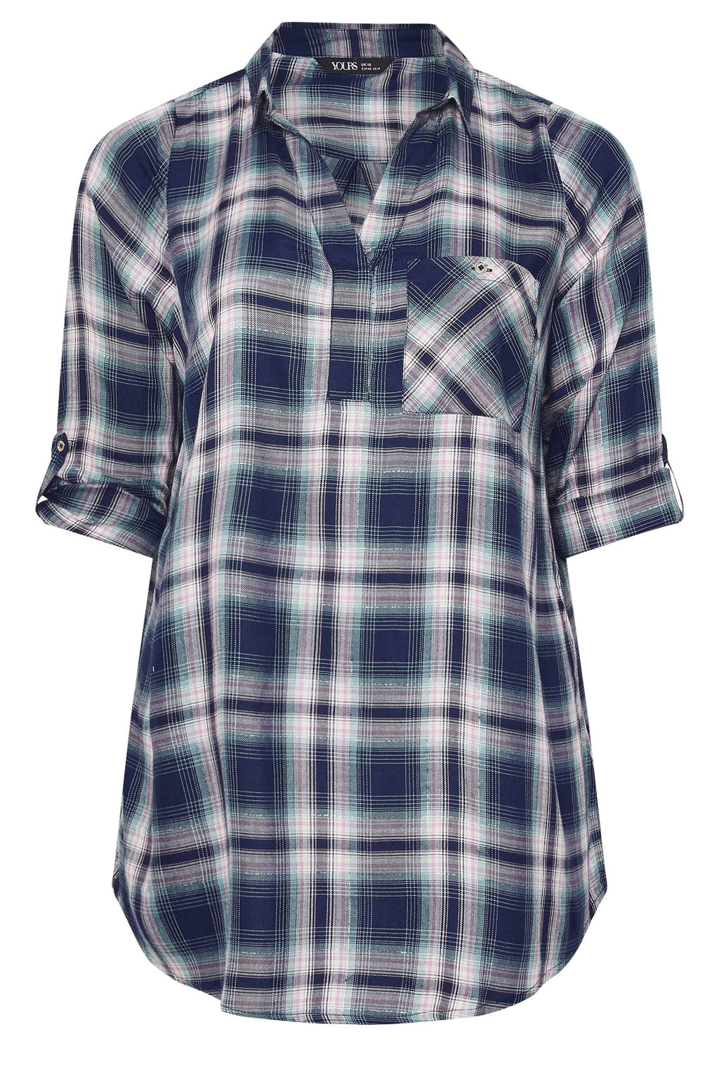  YOURS Curve Chemise à Carreaux Bleu Marine