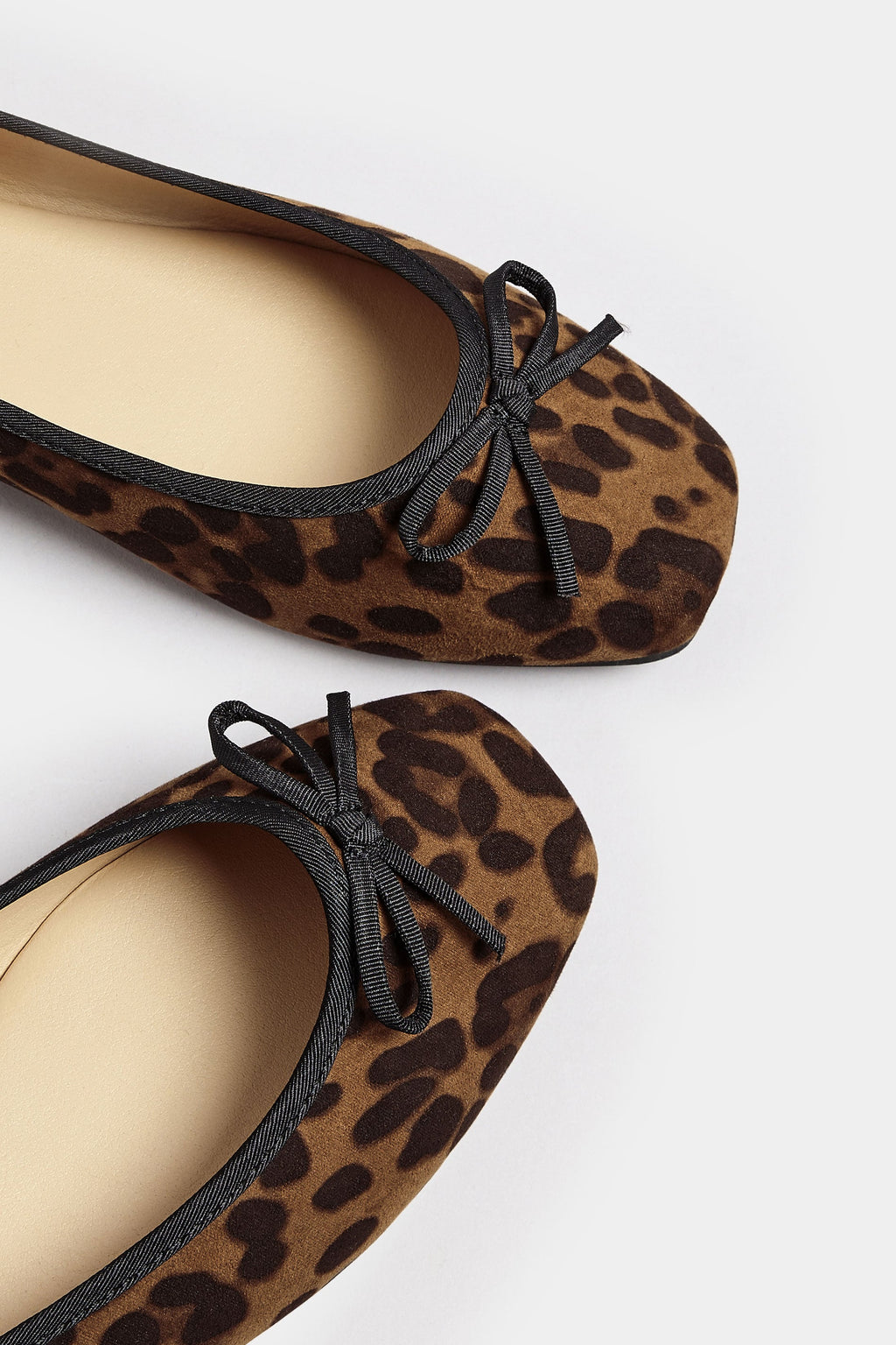  Ballerines Carrées Marrons Design Léopard Pieds Extra Larges