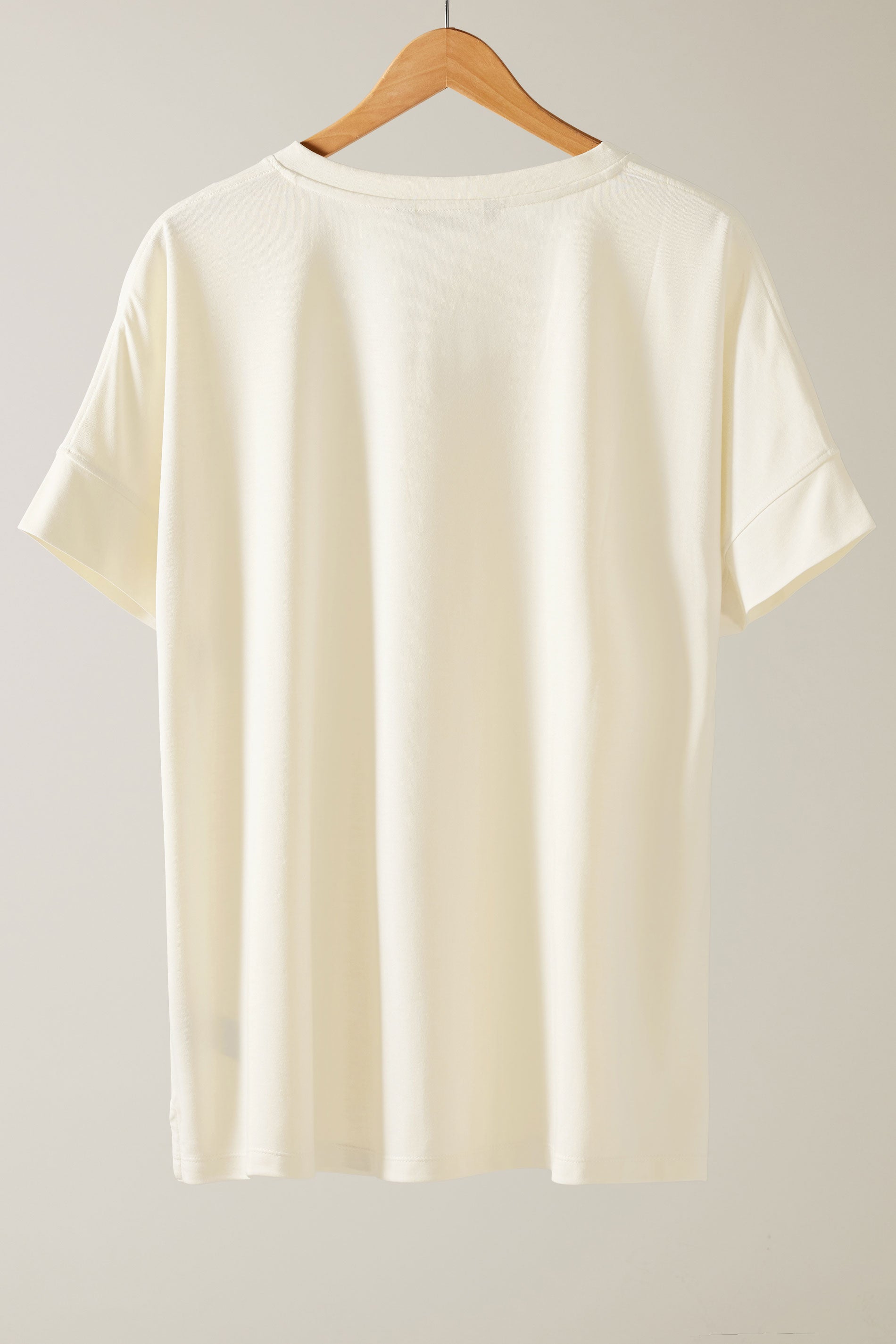  EVANS Curve Ivory White V-Neck Modal Rich T-Shirt