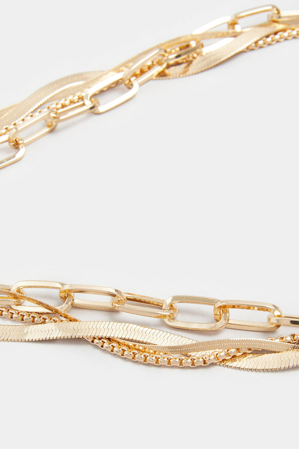  Gold Tone Mixed Chain Twist Necklace