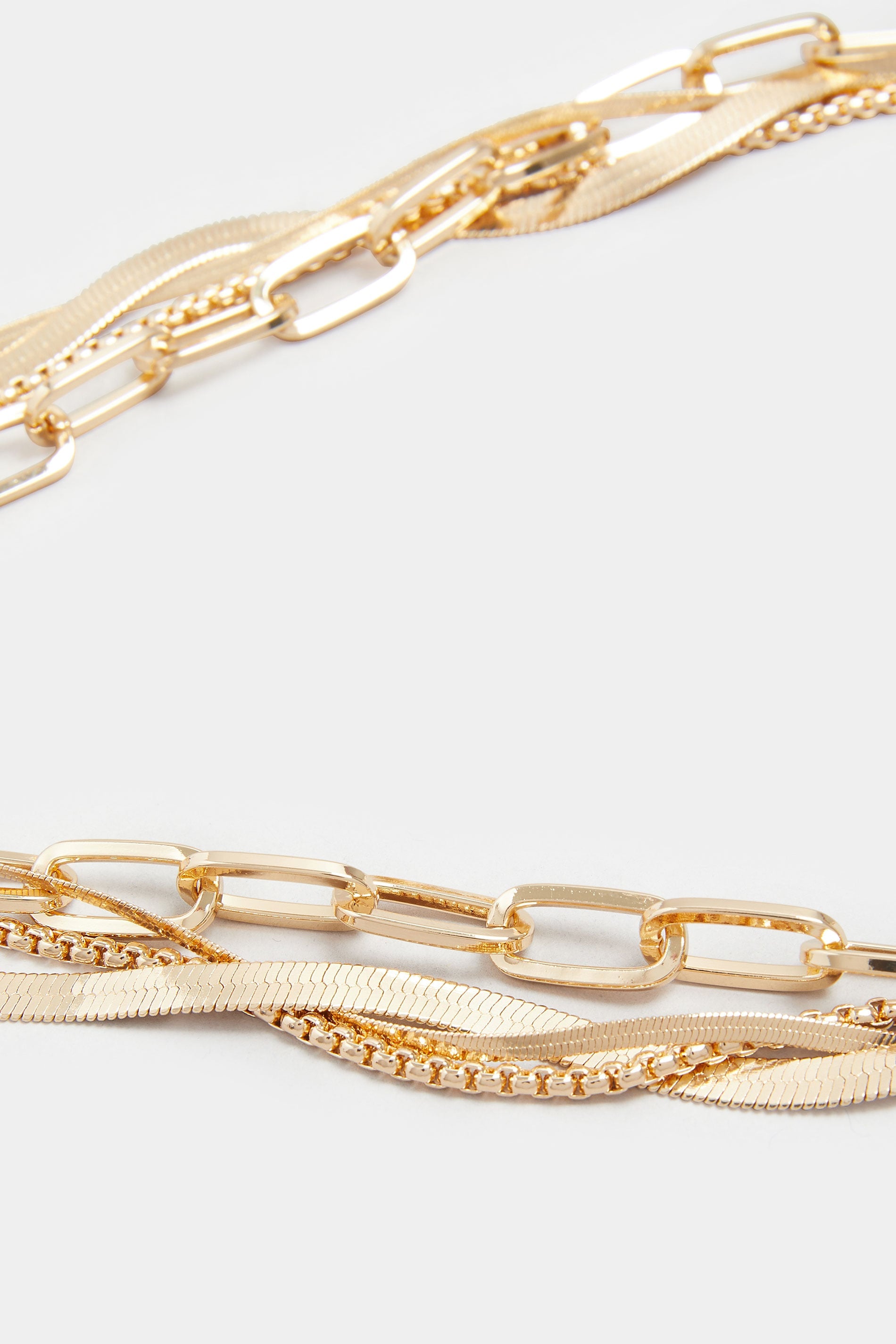  Gold Tone Mixed Chain Twist Necklace