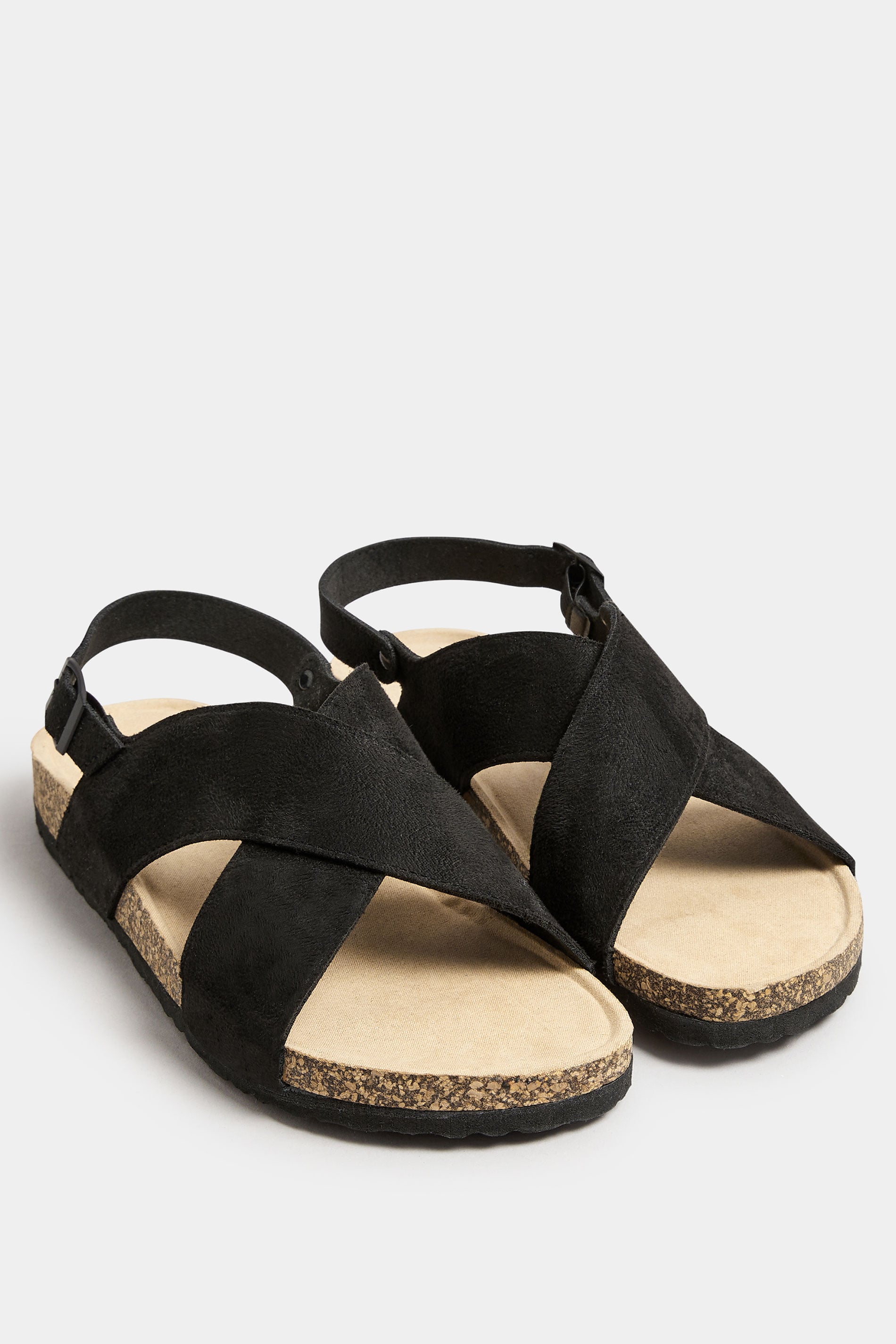  Sandales Noires Design Croisé Pieds Extra Larges EEE