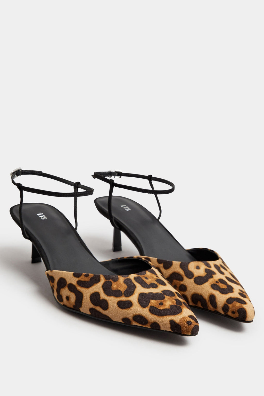  LTS Brown Leopard Print Ankle Strap Kitten Heels In Standard Fit