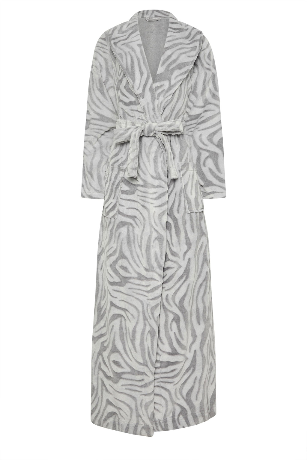  LTS Tall Grey Zebra Print Maxi Dressing Gown