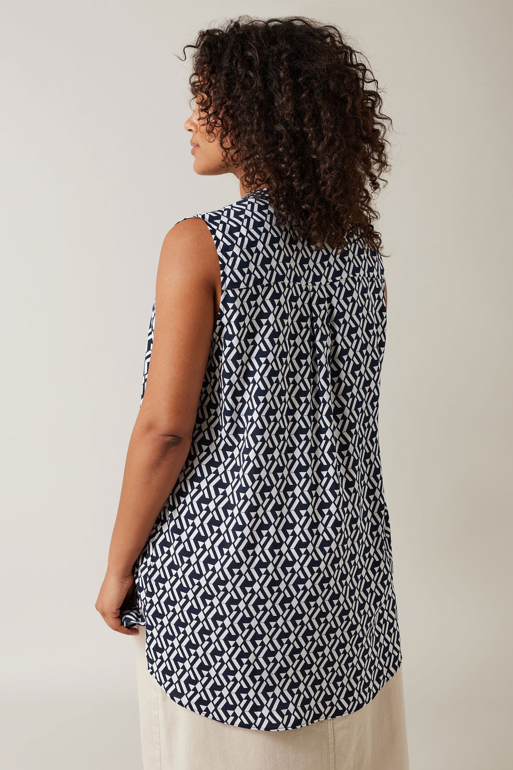  EVANS Curve Navy Blue Geometric Print Tunic