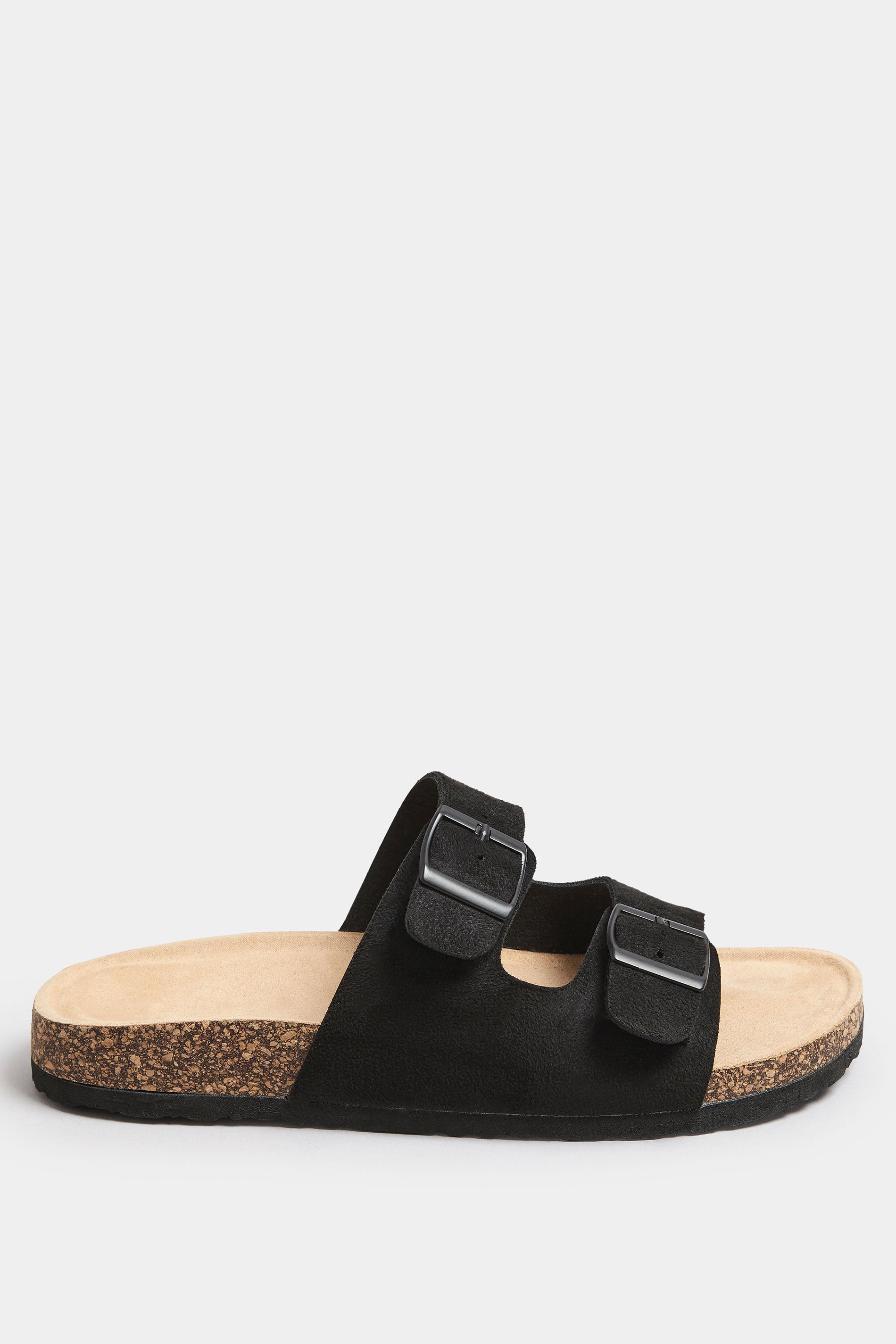 LTS Black Faux Suede Moulded Footbed Sandals In Standard Fit