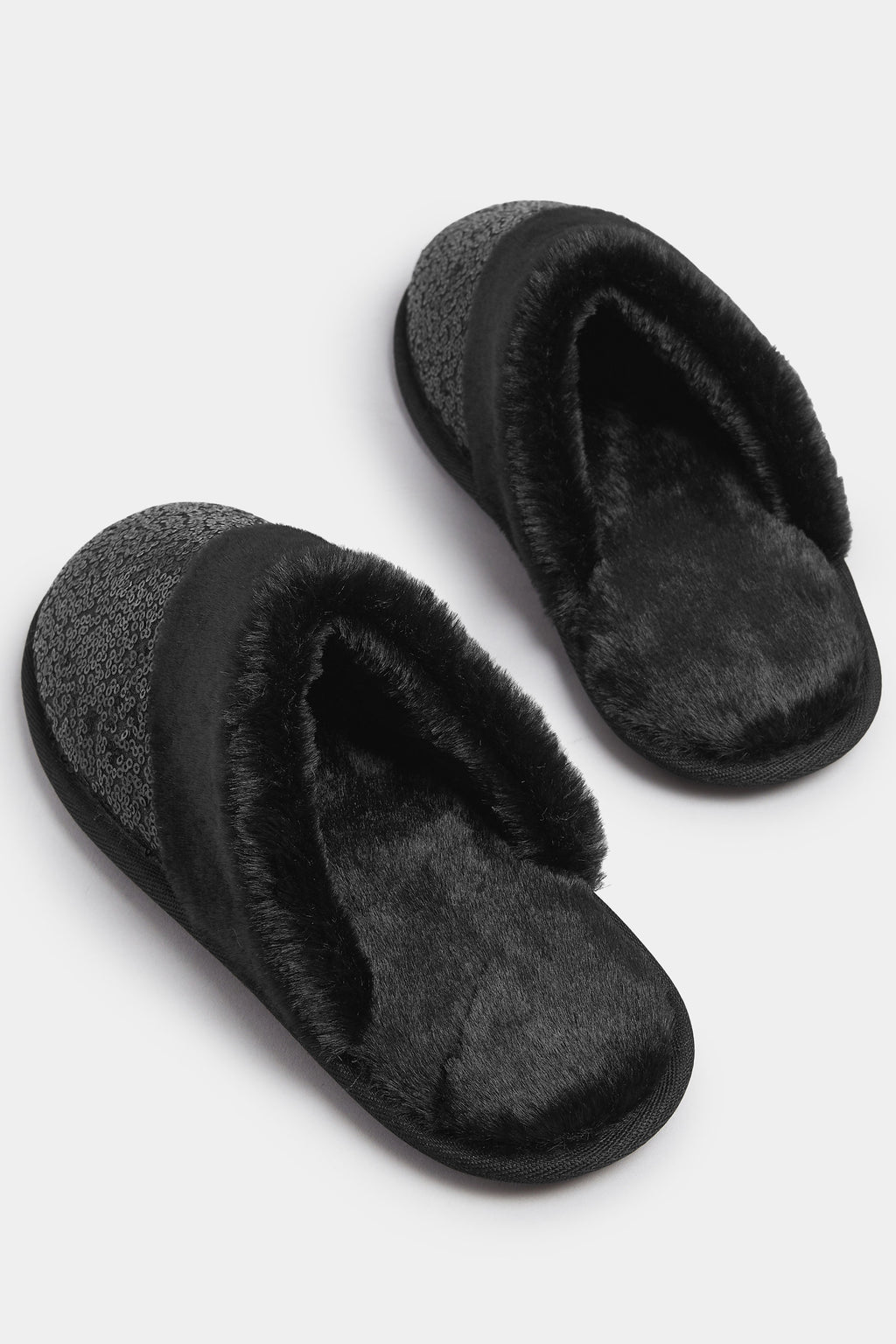  Chaussons Mules à Paillettes Noires
