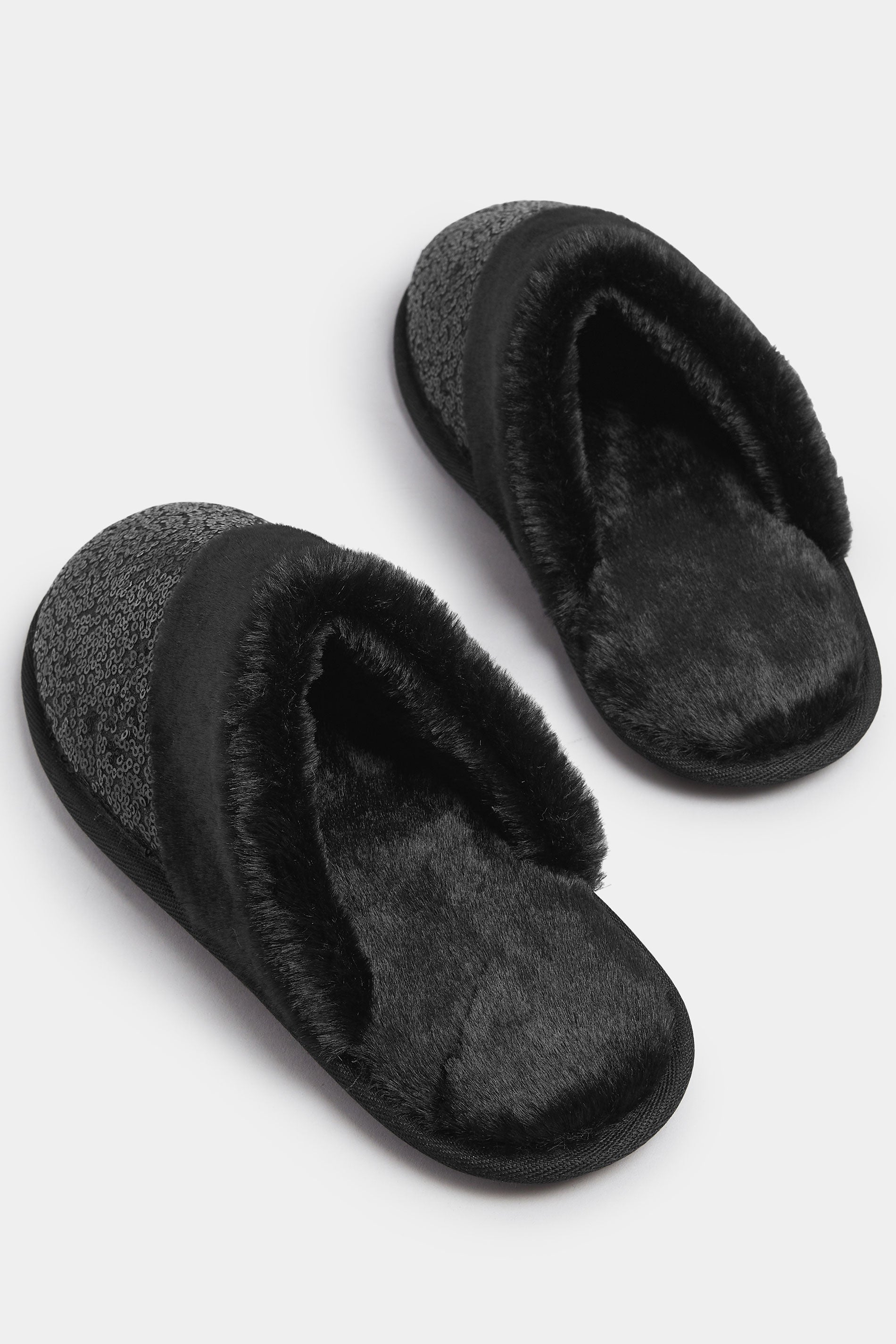  Chaussons Mules à Paillettes Noires