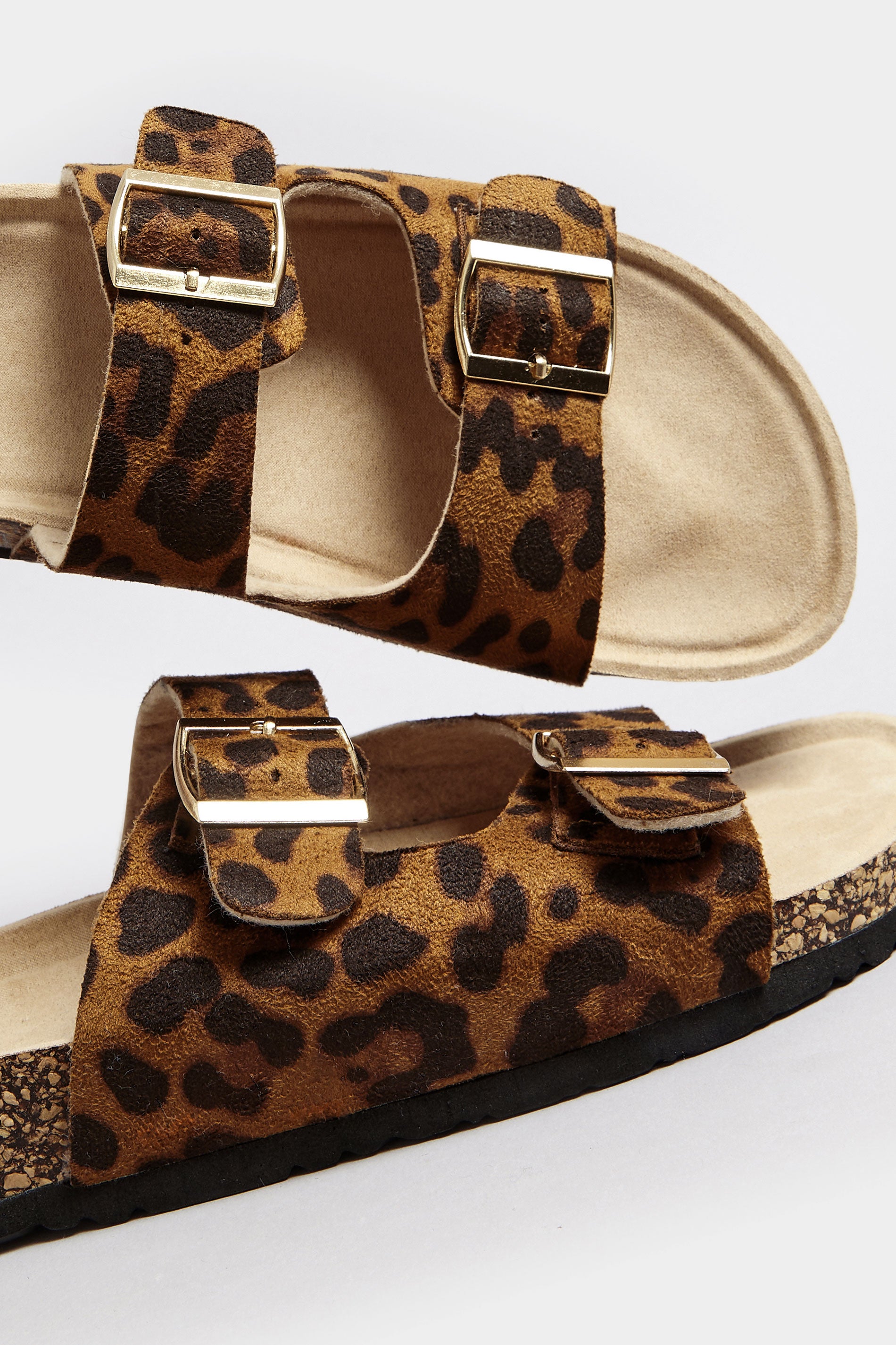  LTS Brown Leopard Print Moulded Footbed Sandals In Standard Fit