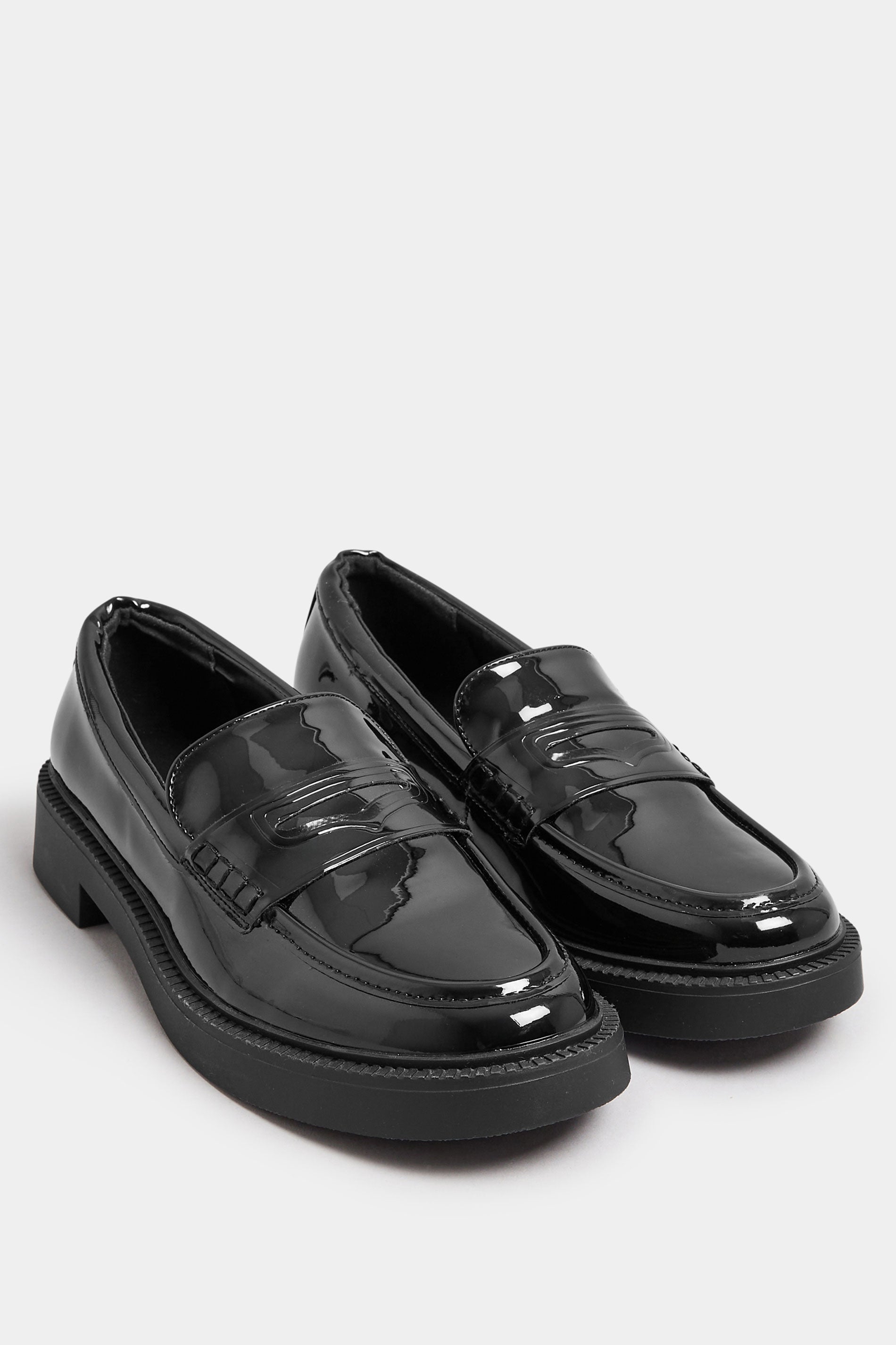  Mocassins Noirs Vernis Pieds Larges E & Extra Larges EEE