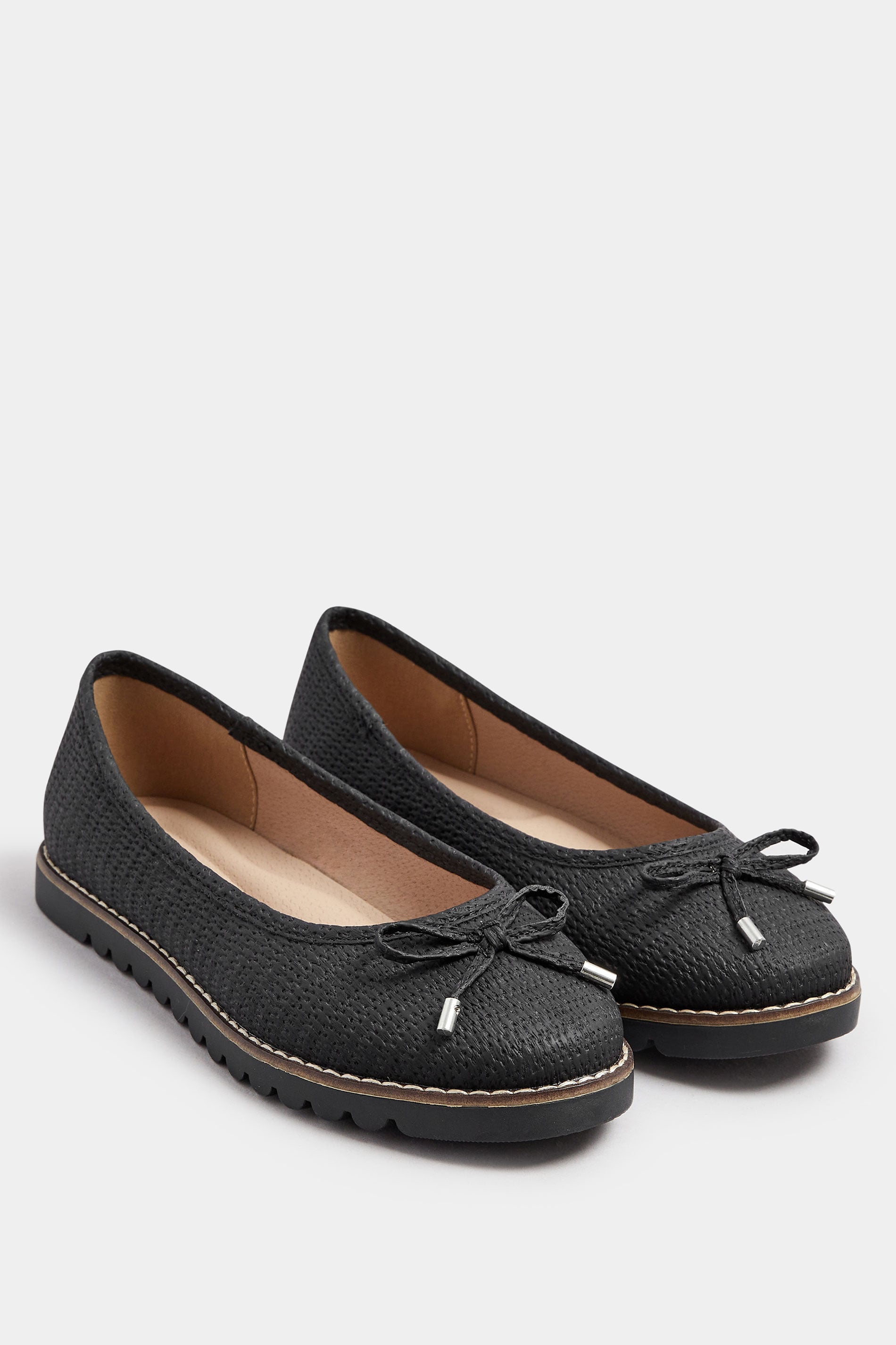  Ballerines Noires Effet Cuir Pieds Extra Larges EEE