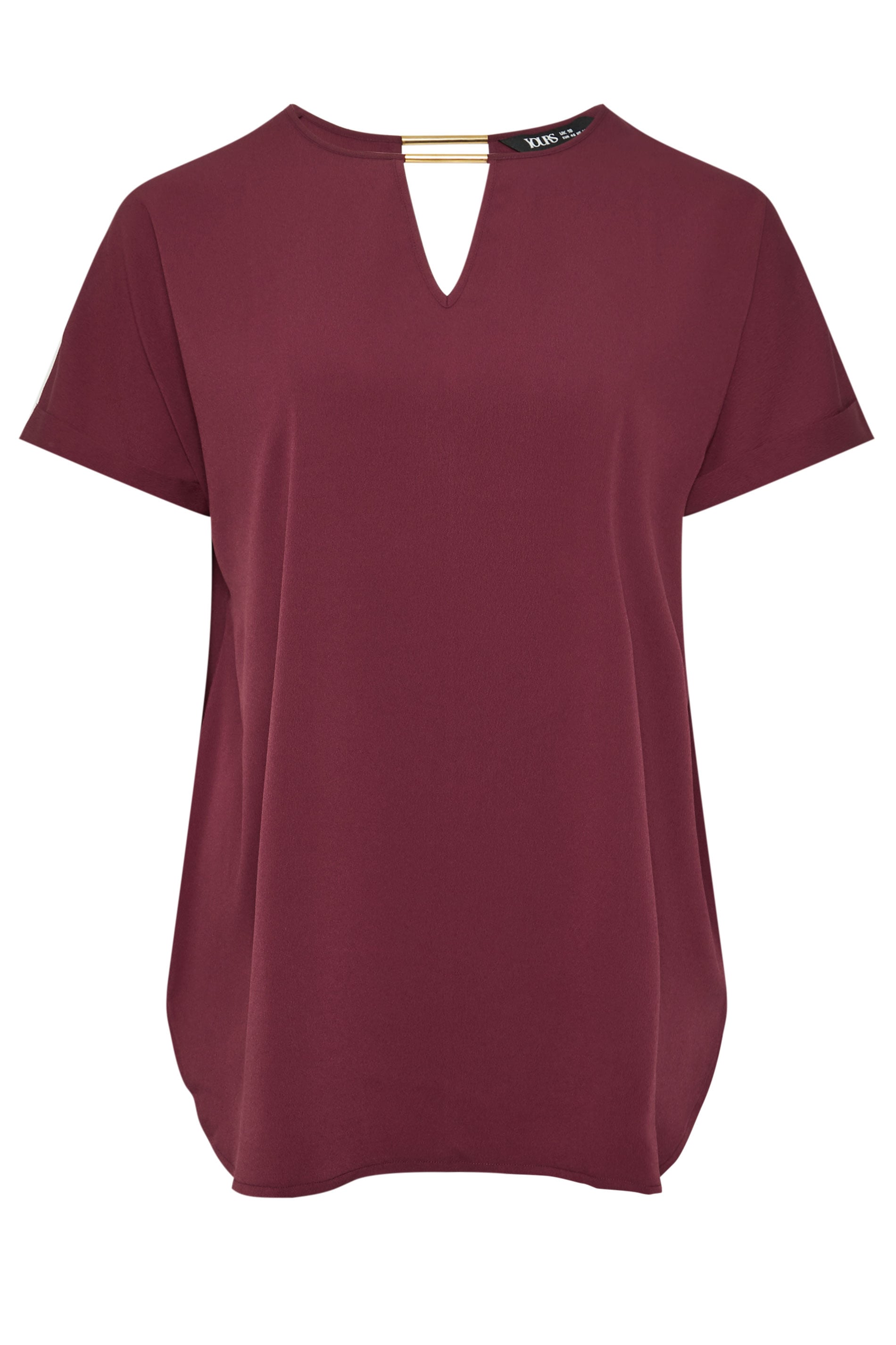  YOURS - Blouse Rouge Vin Design Volanté