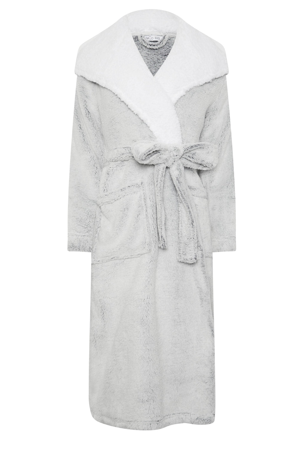  M&Co Grey Contrast Hooded Dressing Gown