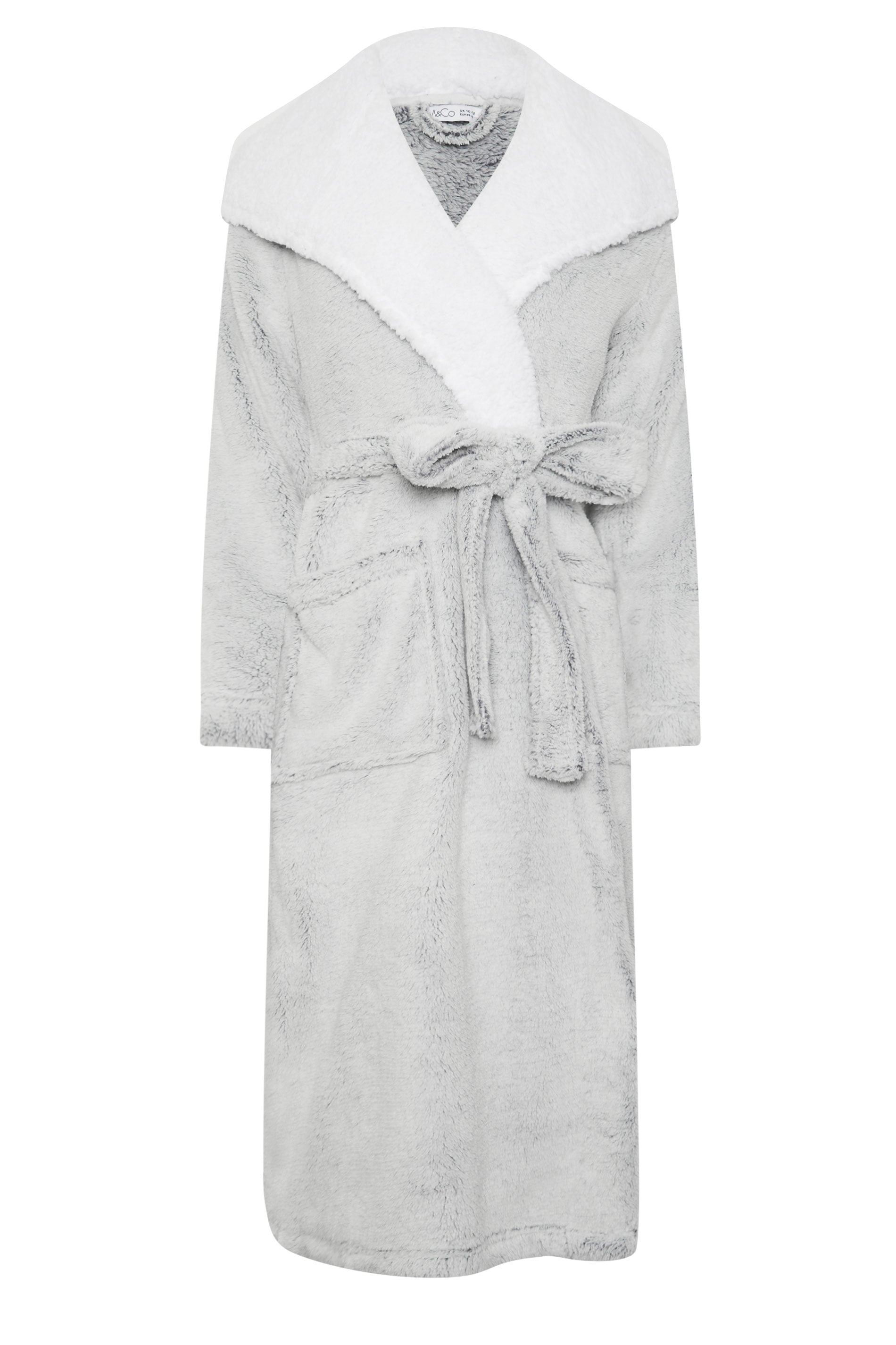  M&Co Grey Contrast Hooded Dressing Gown