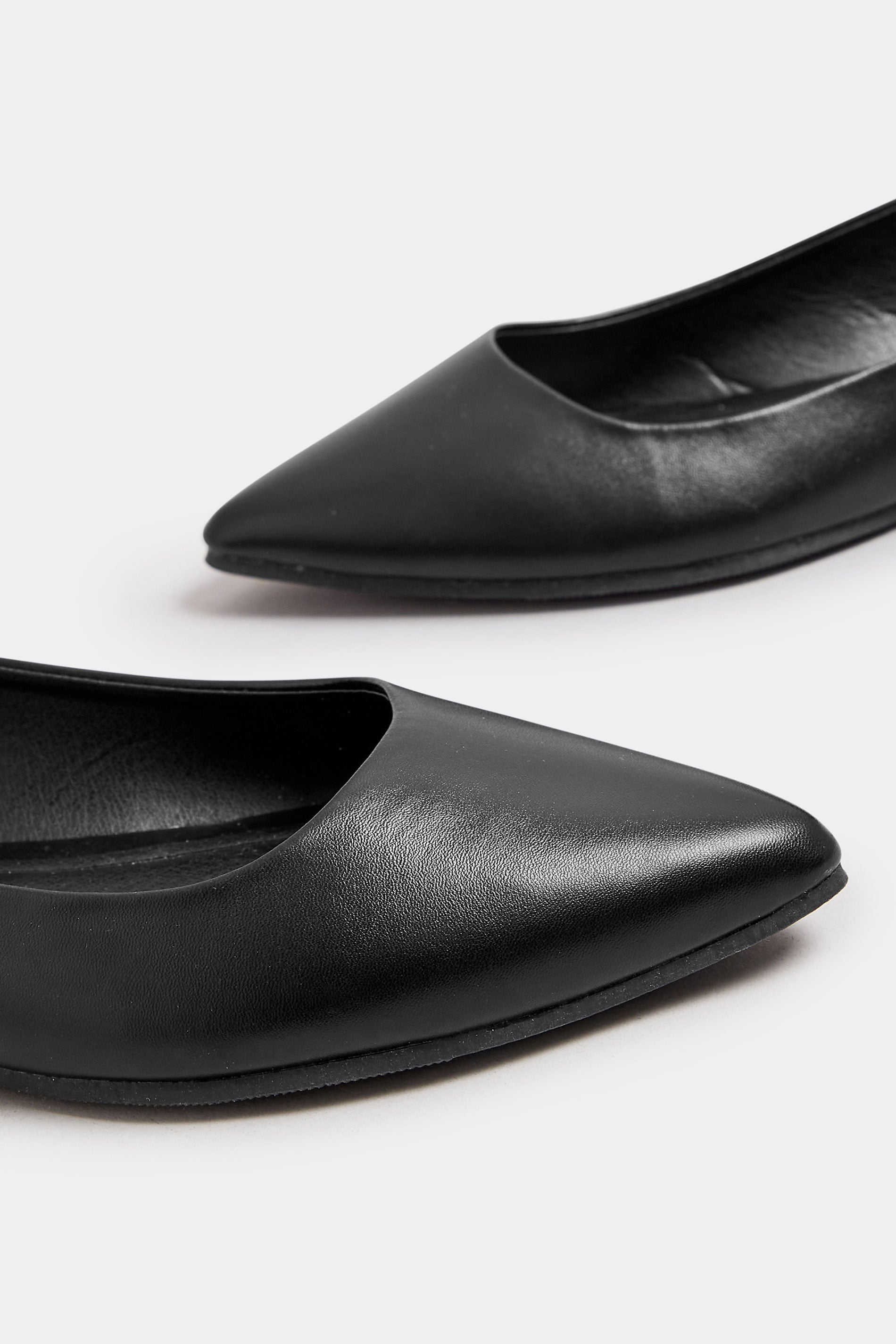  Ballerines Noires Effet Cuir Pieds Larges E & Extra Larges EEE