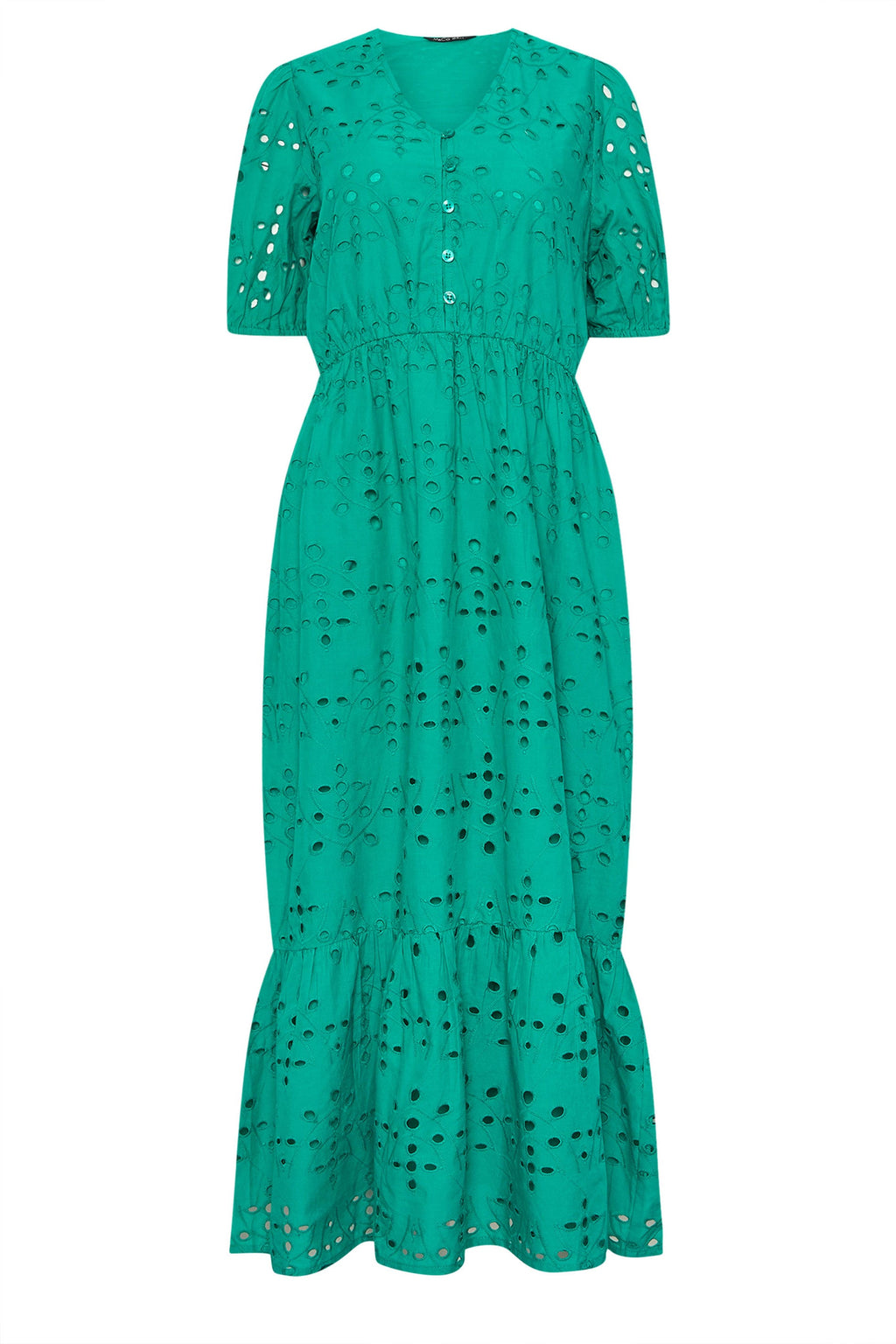  M&Co Green Cotton Broderie Tiered Dress