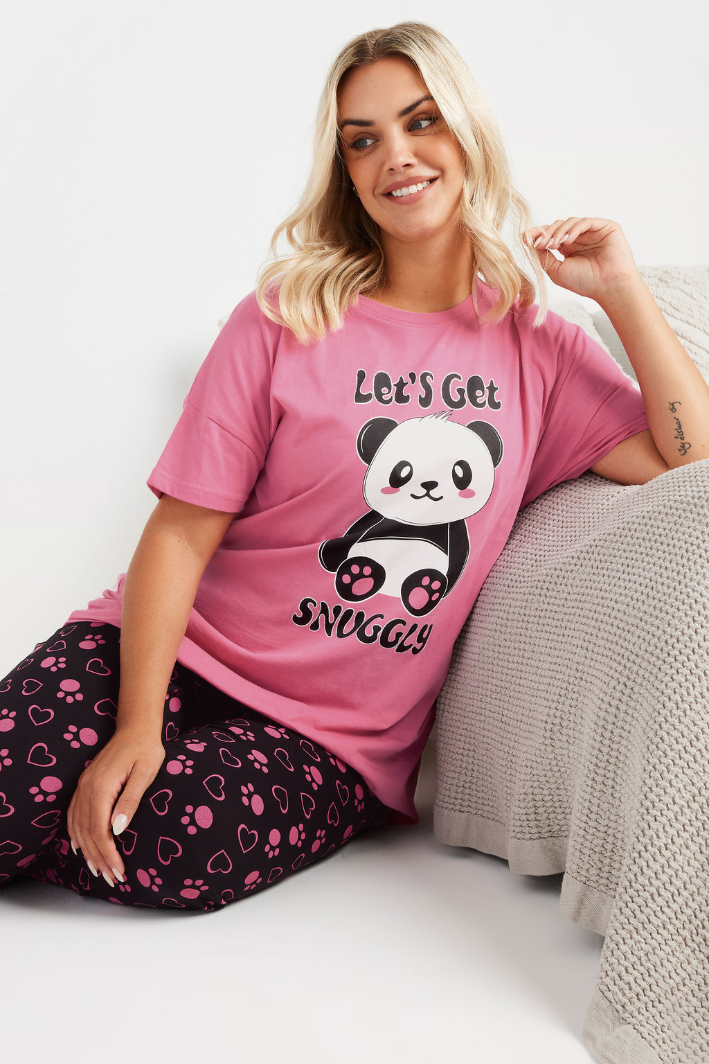  YOURS - Ensemble De Pyjama Rose 'Let's Get Snuggly' Coupe Wide Leg