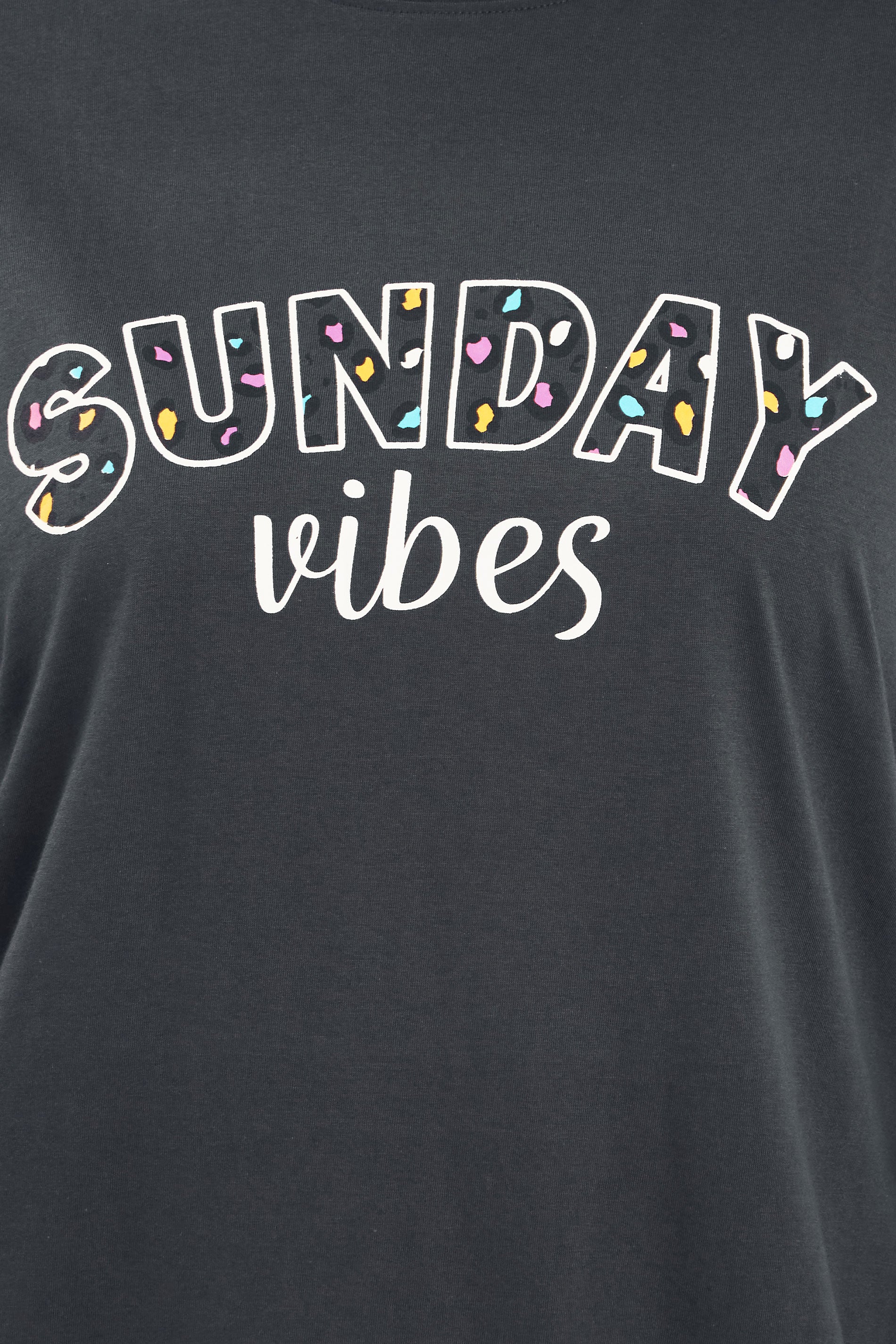  YOURS Curve Ensemble De Pyjama Bleu à Jambes Larges Avec Slogan « Sunday Vibes »