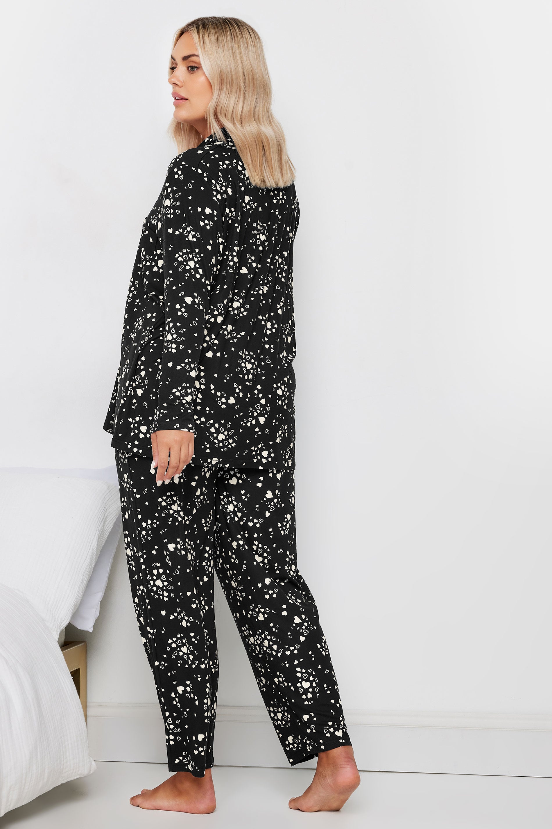  YOURS - Ensemble De Pyjama Noir Toucher Doux à Coeurs
