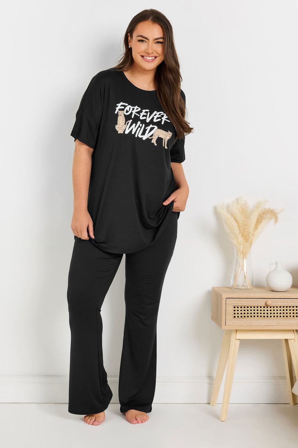  YOURS - Haut De Pyjama Noir 'Forever Wild' En Jersey