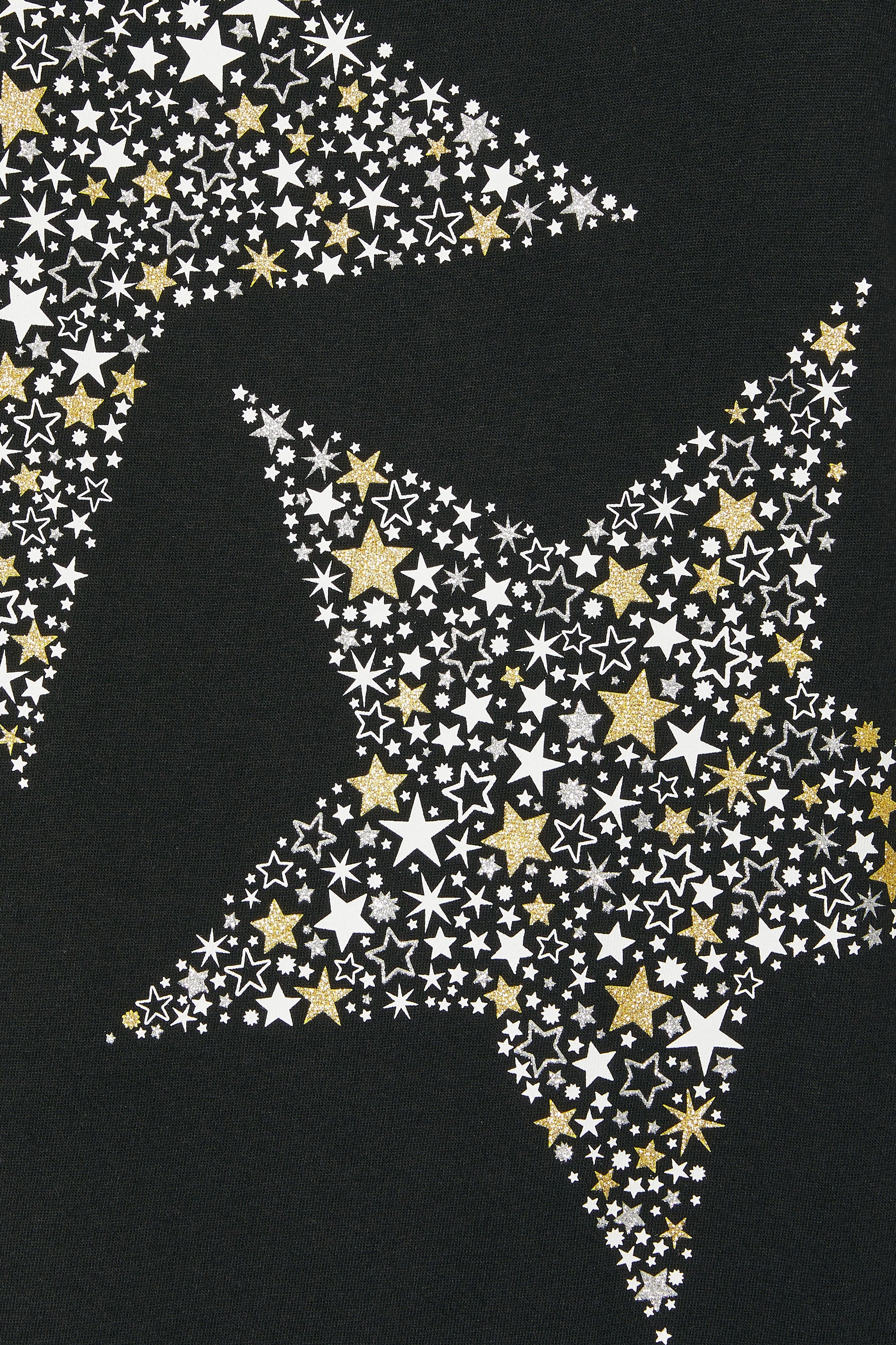  YOURS Curve Chemise De Nuit à Patte De Boutonnage Douce Au Toucher Black Star