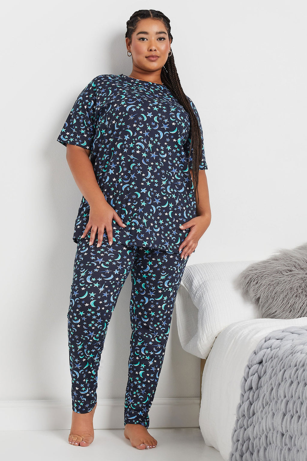  YOURS - Ensemble De Pyjama Bleu Marine Design Lunes & Étoiles