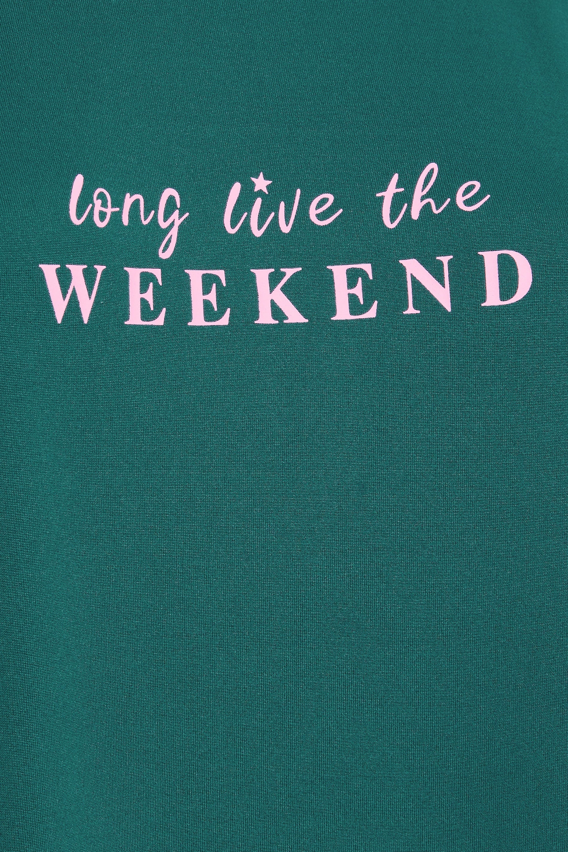  YOURS - Haut De Pyjama Vert Sarcelle 'Long Live The Weekend'