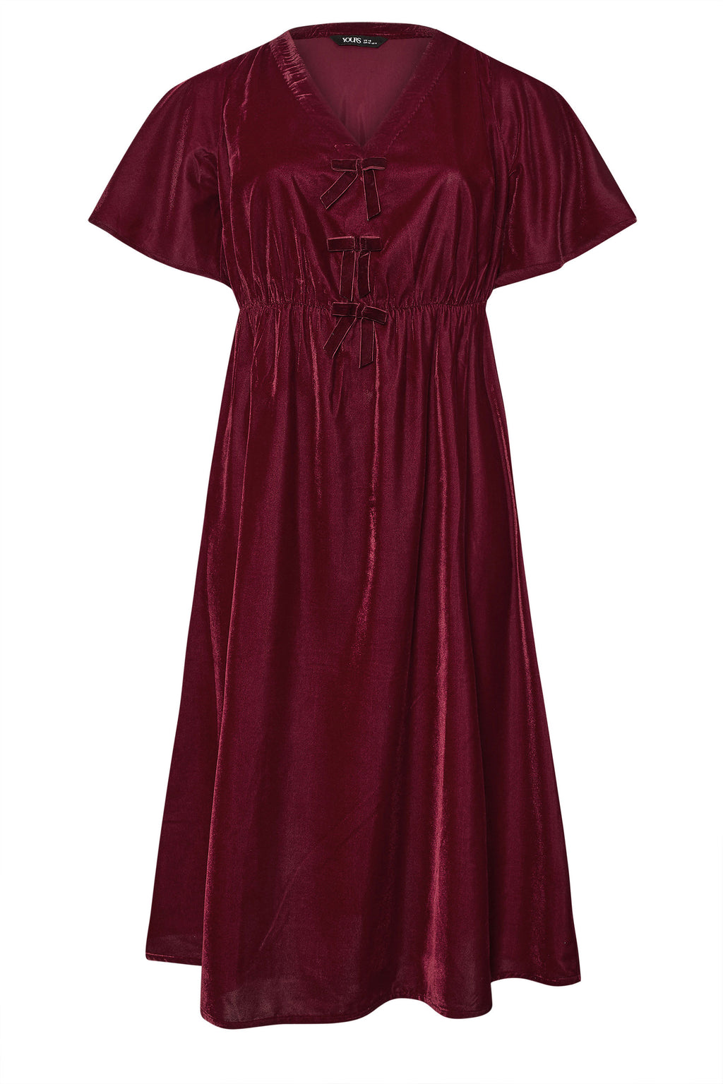  YOURS Curve Robe Longue En Velours Rouge Avec Nœud Sur Le Devant