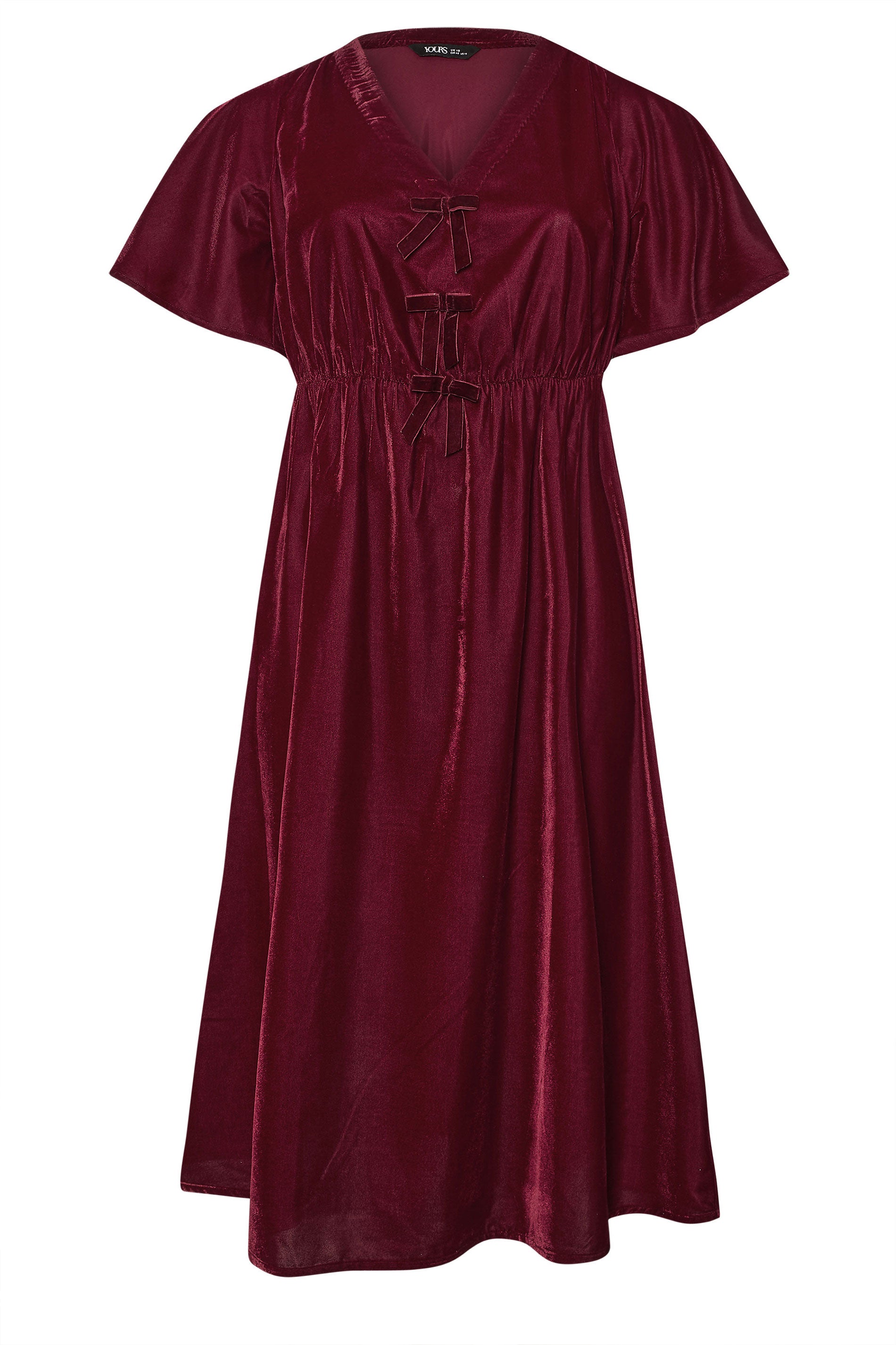  YOURS Curve Robe Longue En Velours Rouge Avec Nœud Sur Le Devant