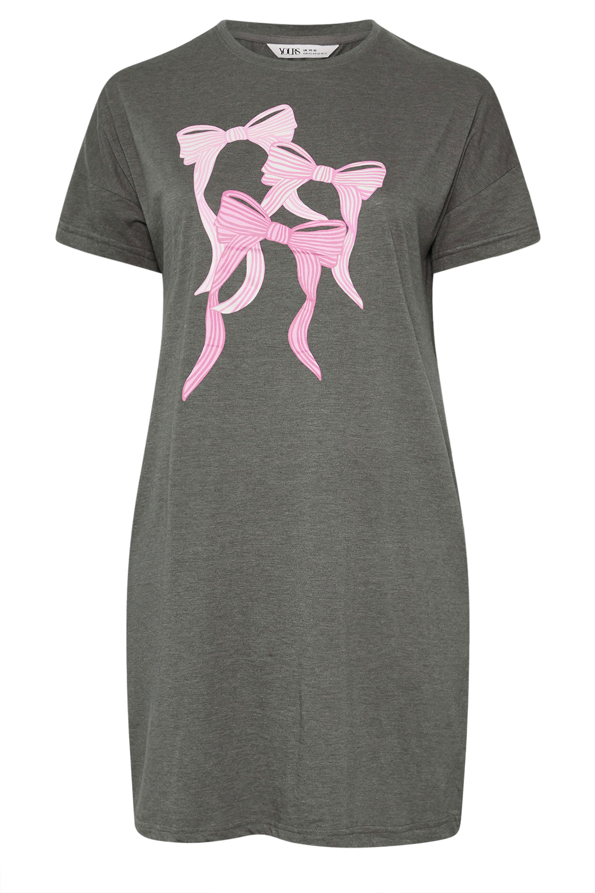  YOURS - Lot De 2 Chemises De Nuit Grise & Rose à Noeuds