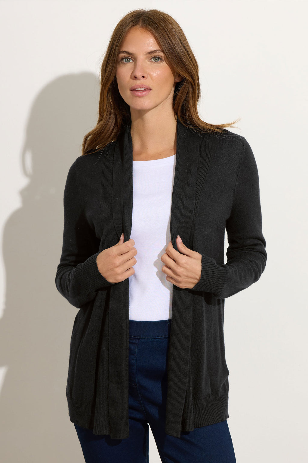  M&Co Black Shawl Collar Cardigan