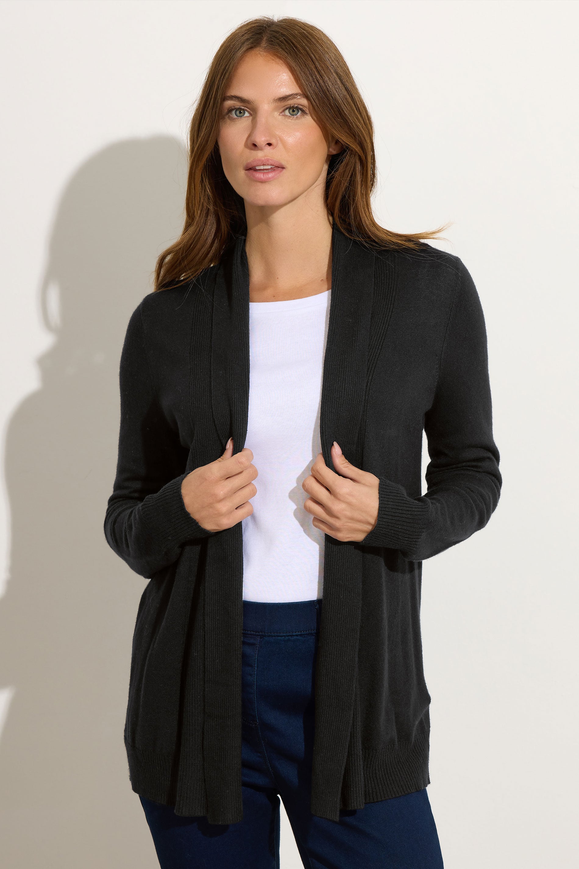  M&Co Black Shawl Collar Cardigan