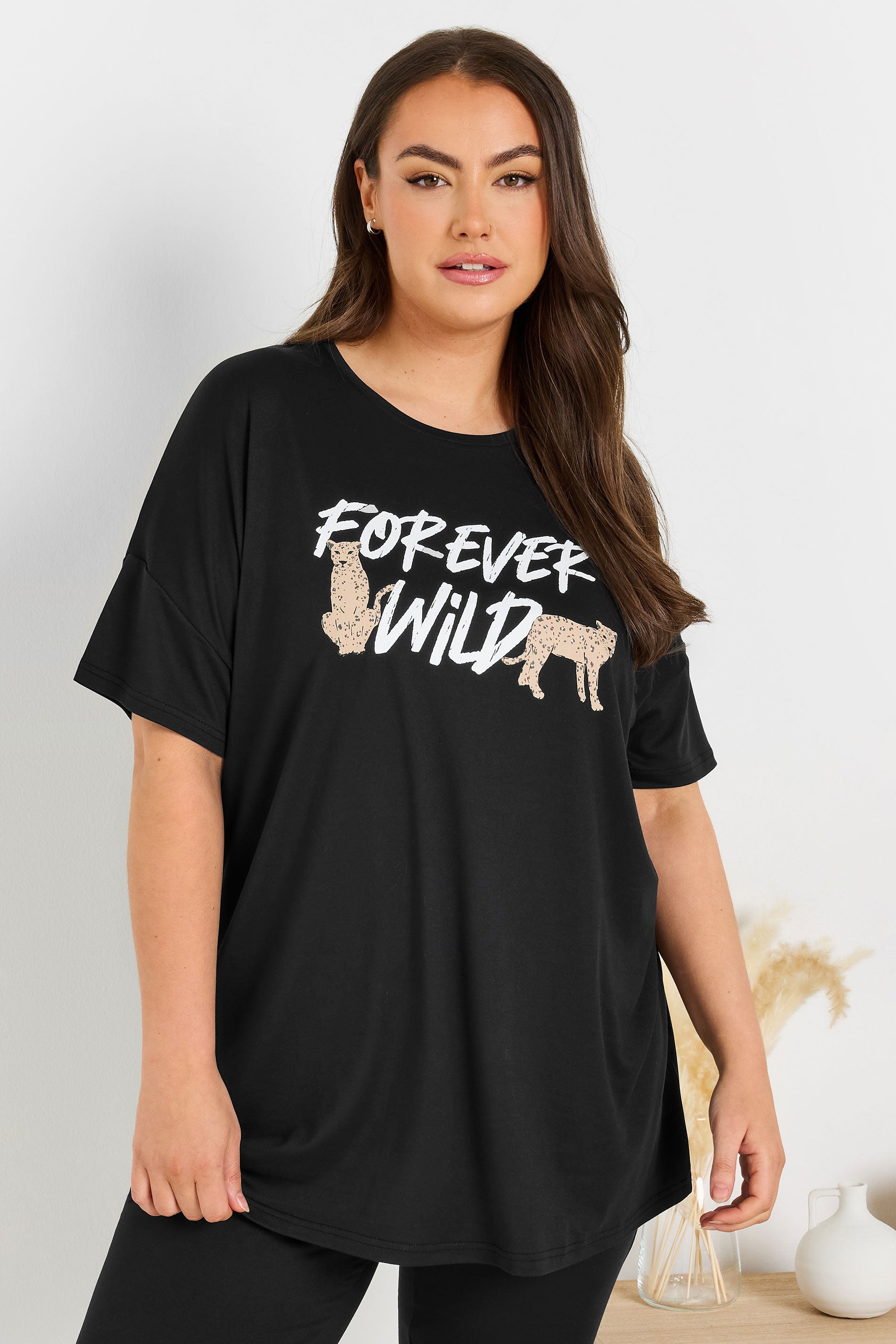  YOURS - Haut De Pyjama Noir 'Forever Wild' En Jersey
